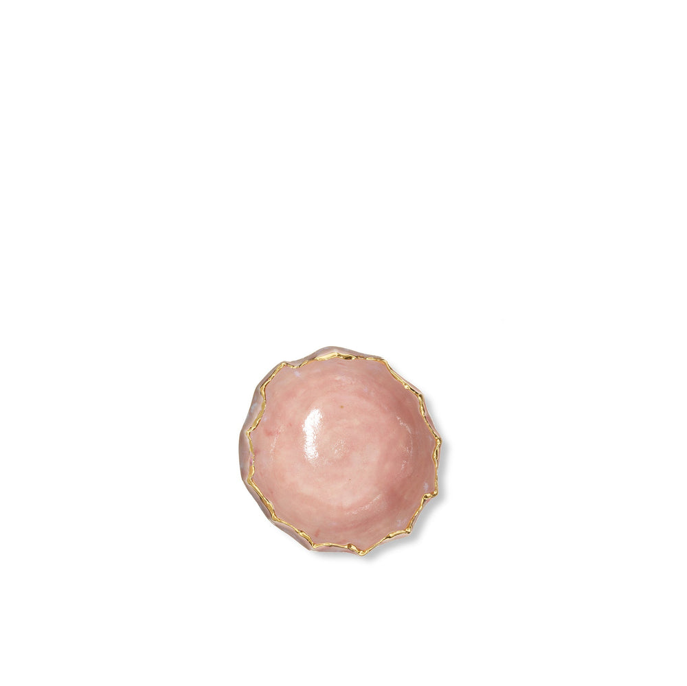 Gold Rim Pink Pinch Pot, 7cm