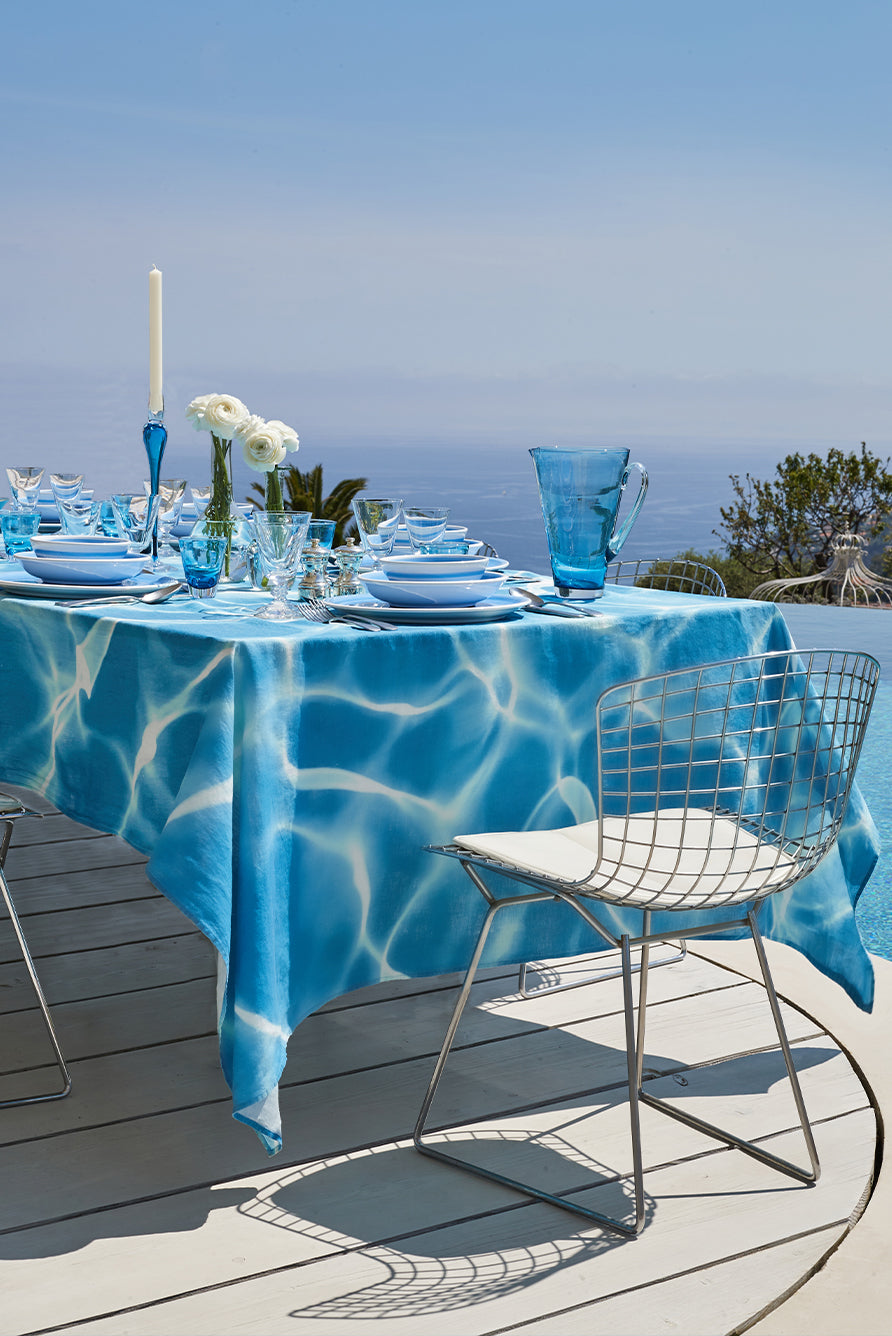 'La Piscine' Linen Tablecloth