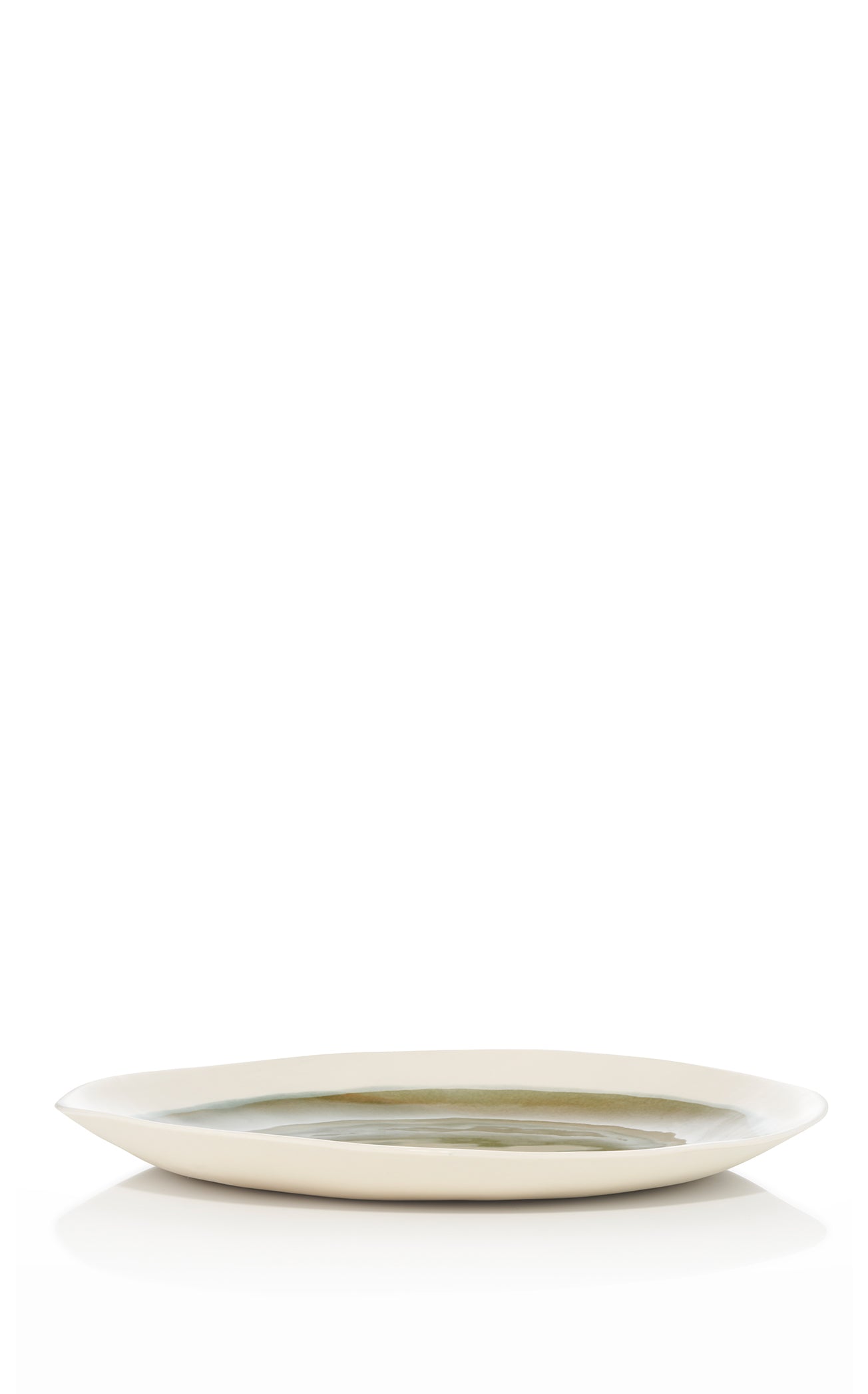 Handmade Porcelain Dinner Plate in Olive Green, 27cm