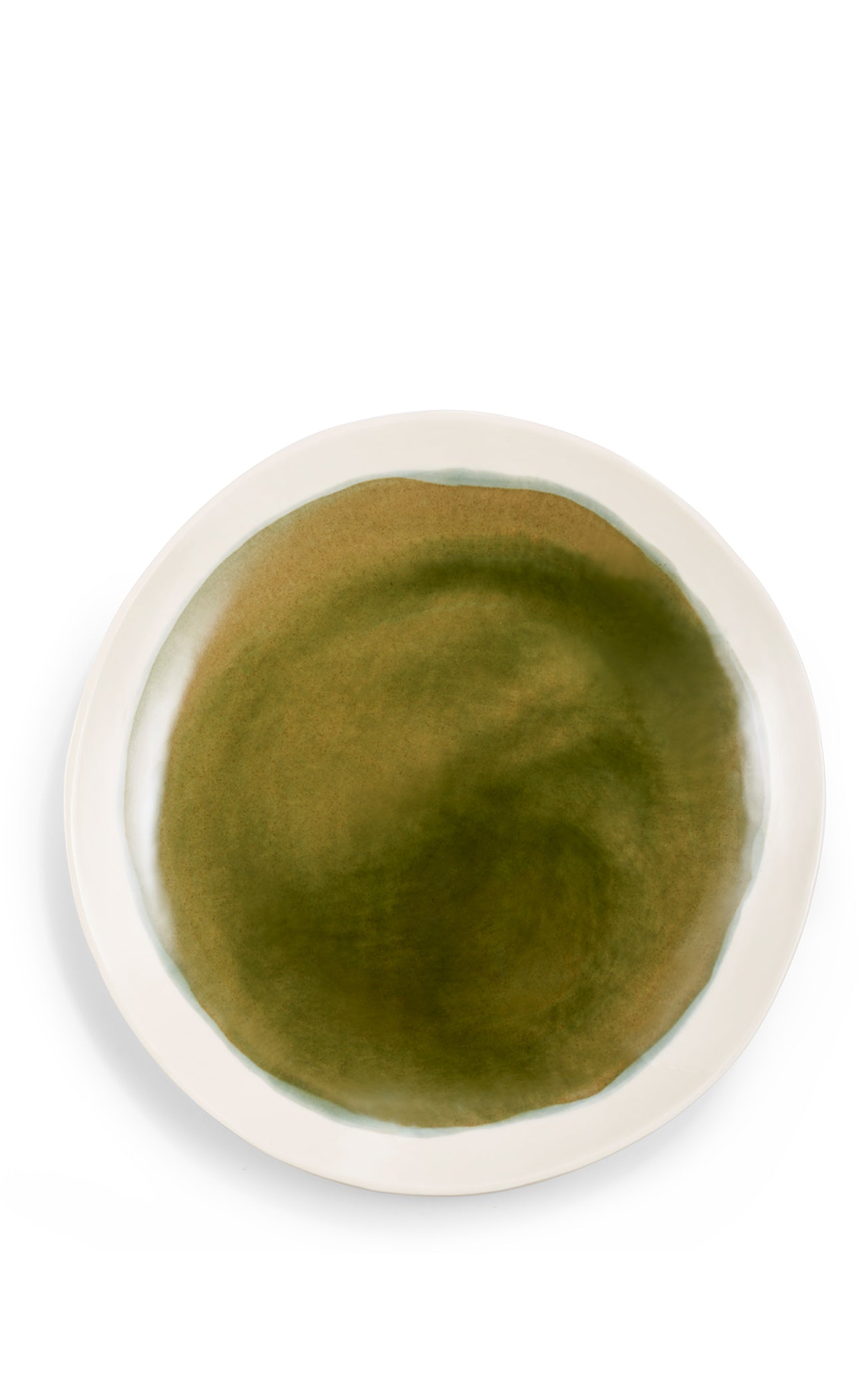 Handmade Porcelain Dinner Plate in Olive Green, 27cm