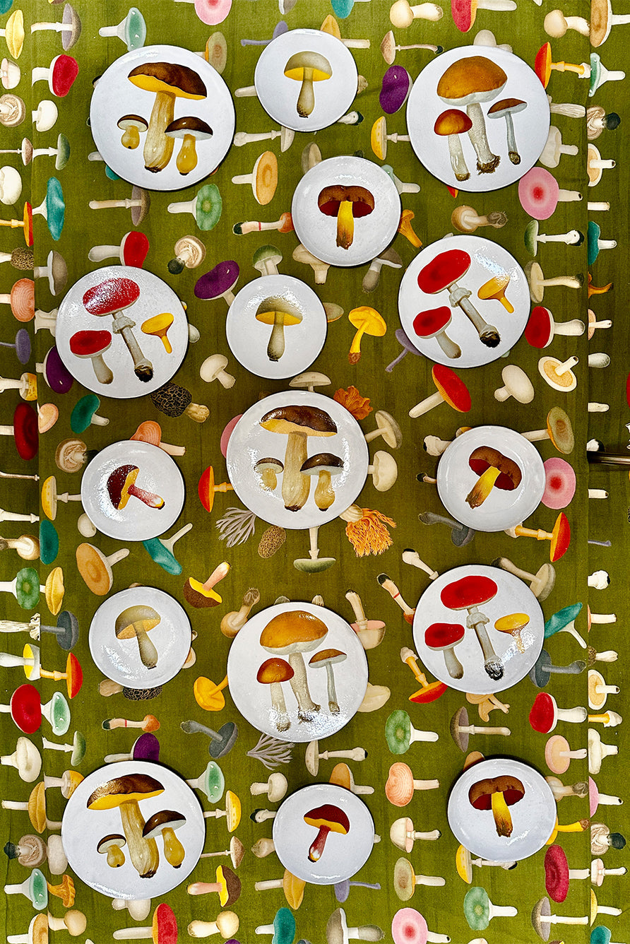 S&B x John Derian Green 'Fungi' Linen Napkin, 50x50cm