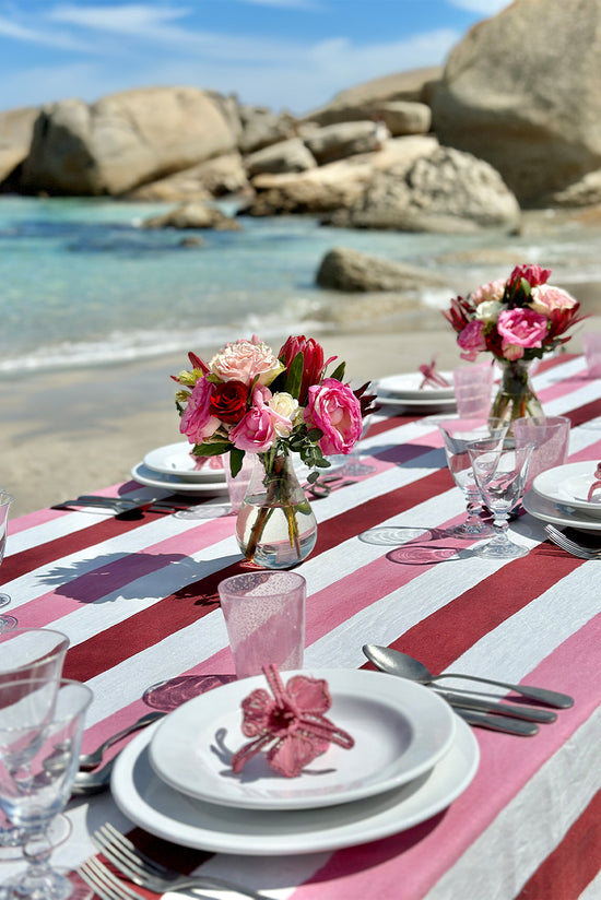 Red & Pink Stripe Tablecloth | Summerill & Bishop