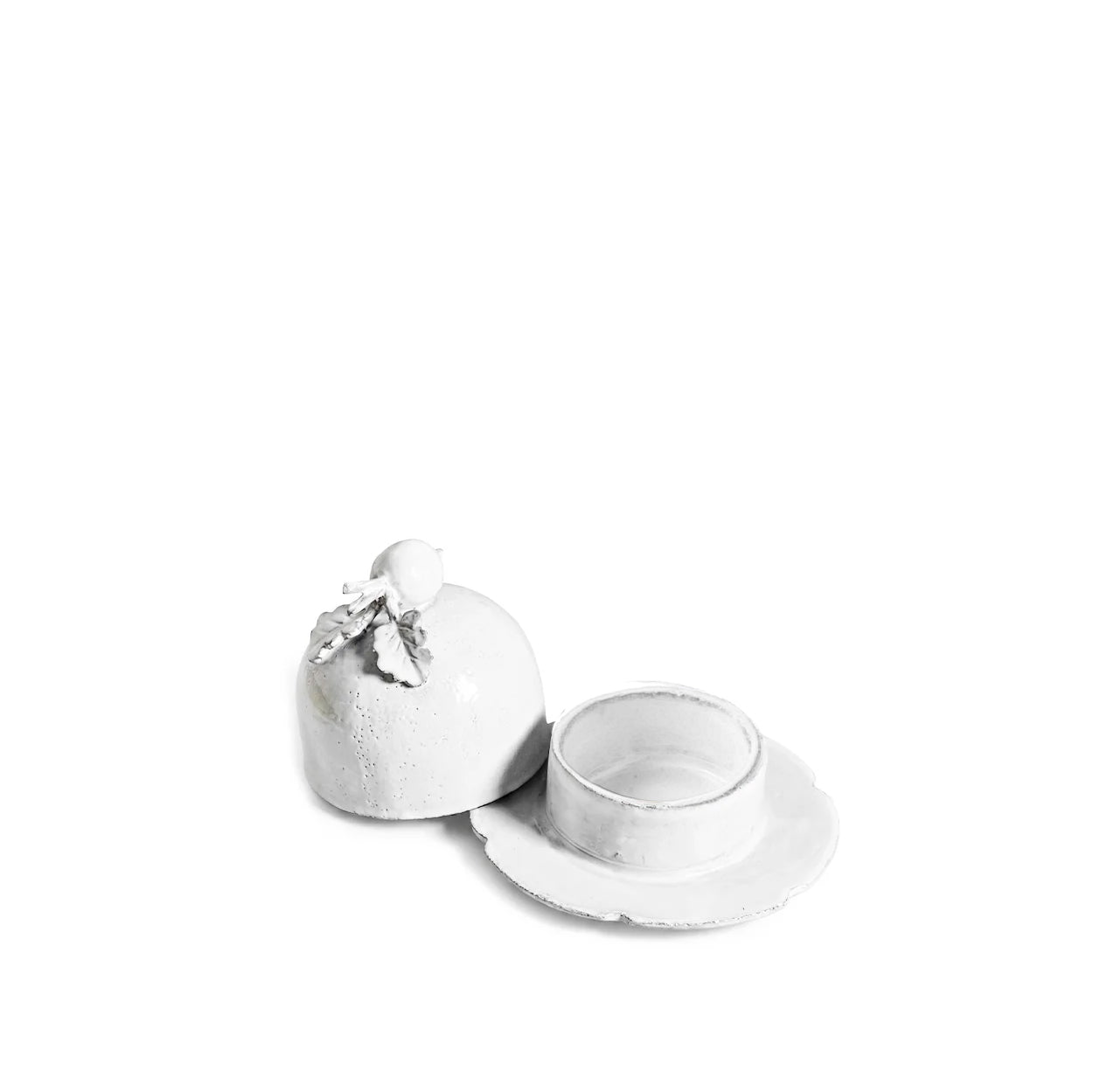 White Ceramic Radish Small Round Butter Dish by Astier de Villatte, 11.5cm