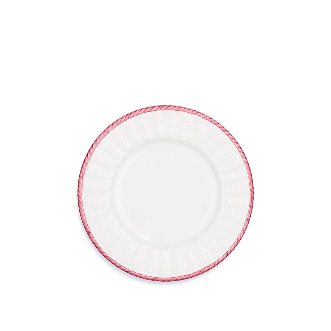 Rattan Effect Hand-Painted Bordeaux Rim Side/Dessert Plate, 21cm