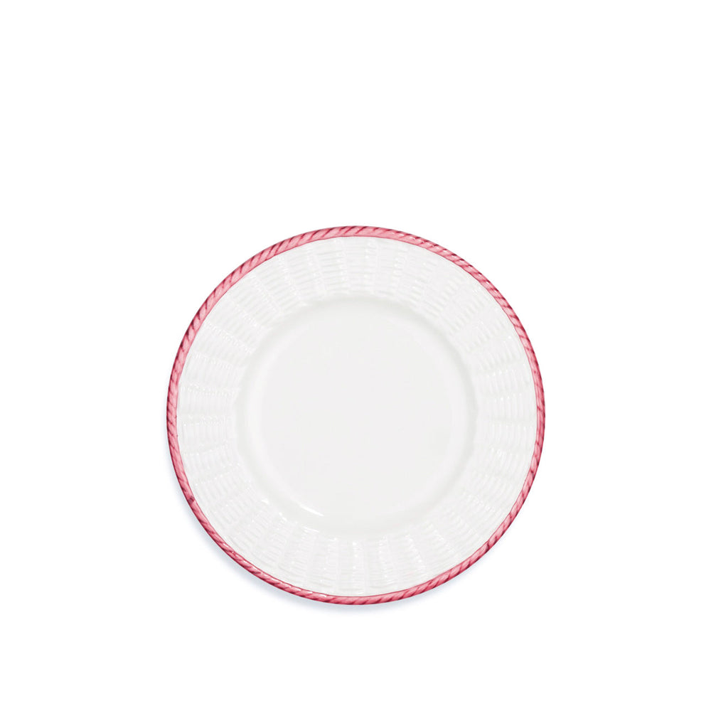 Rattan Effect Hand-Painted Bordeaux Rim Side/Dessert Plate, 21cm