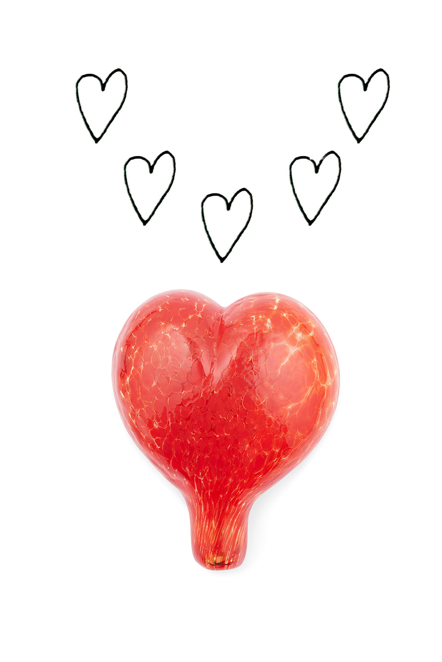 Glass Heart Bottle Stopper in Red, 10cm