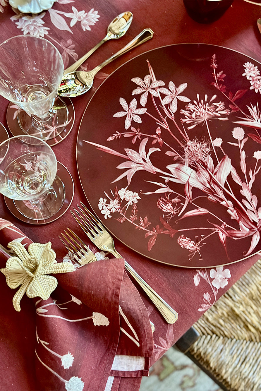 Round 'African Flower' Cork-Backed Placemat, 34cm
