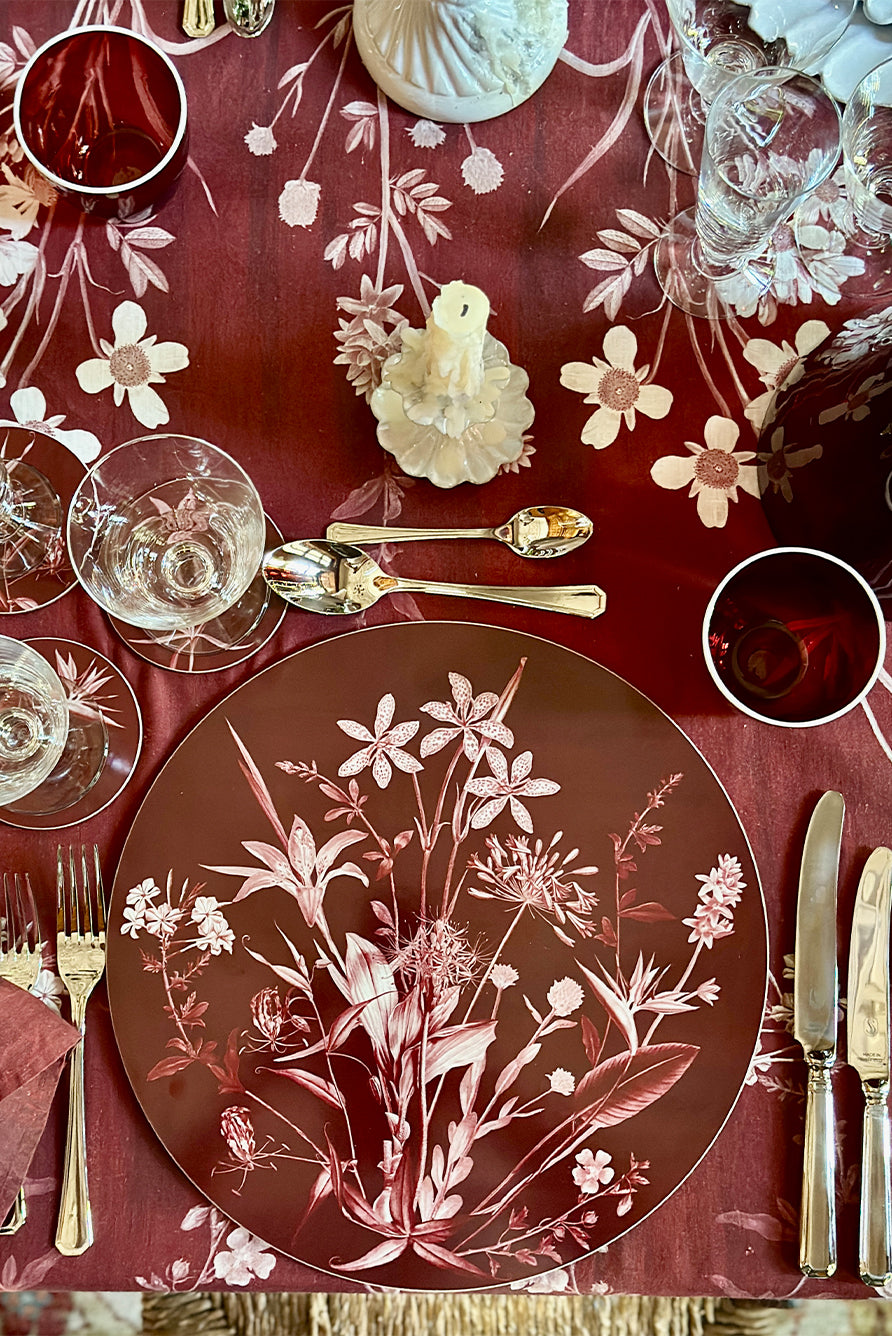 Round 'African Flower' Cork-Backed Placemat, 34cm