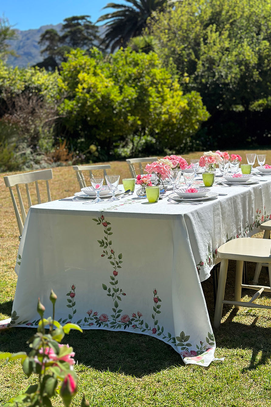 'Rose Trellis' Linen Tablecloth