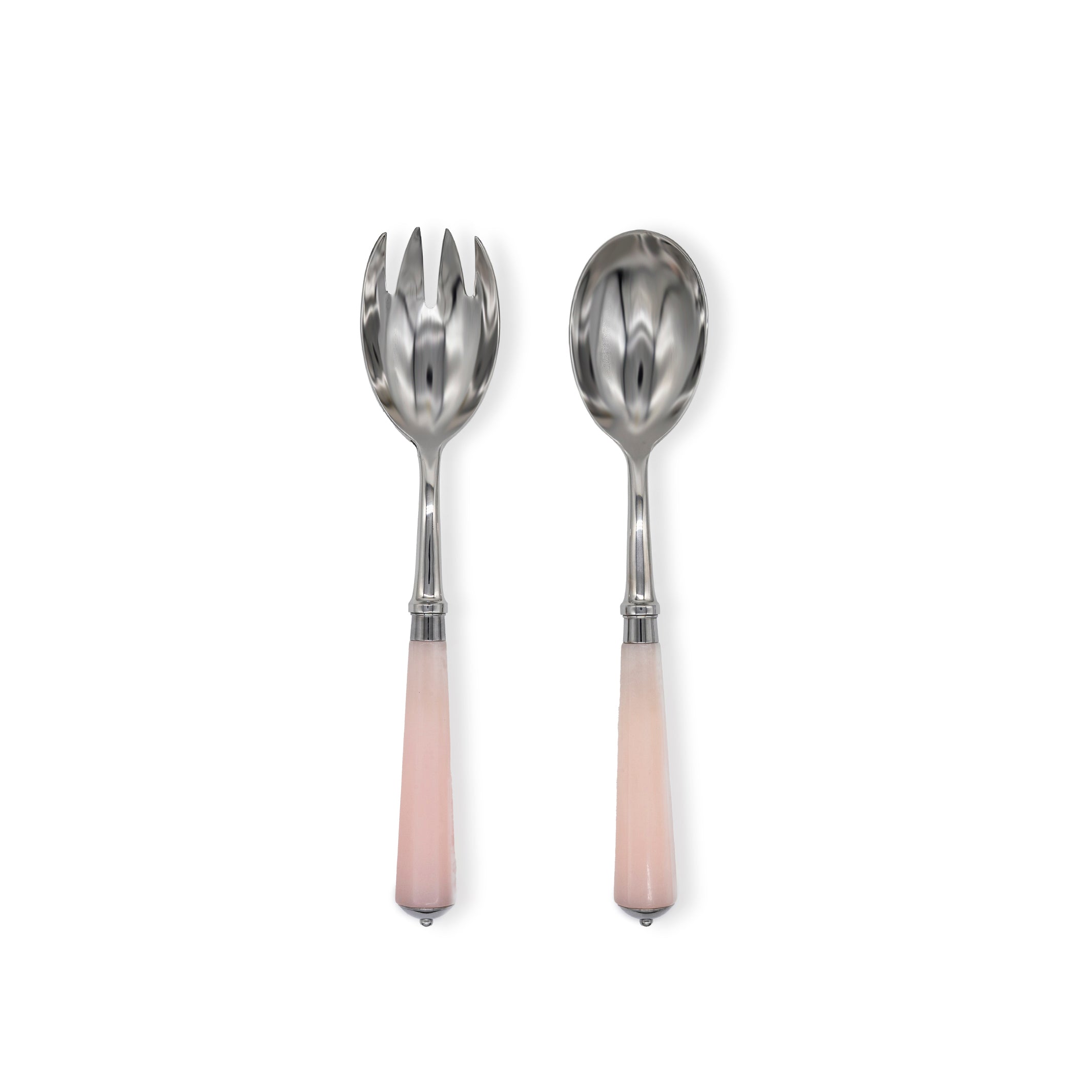 Ravel Faux Rose Quartz Stainless Salad Serving Set