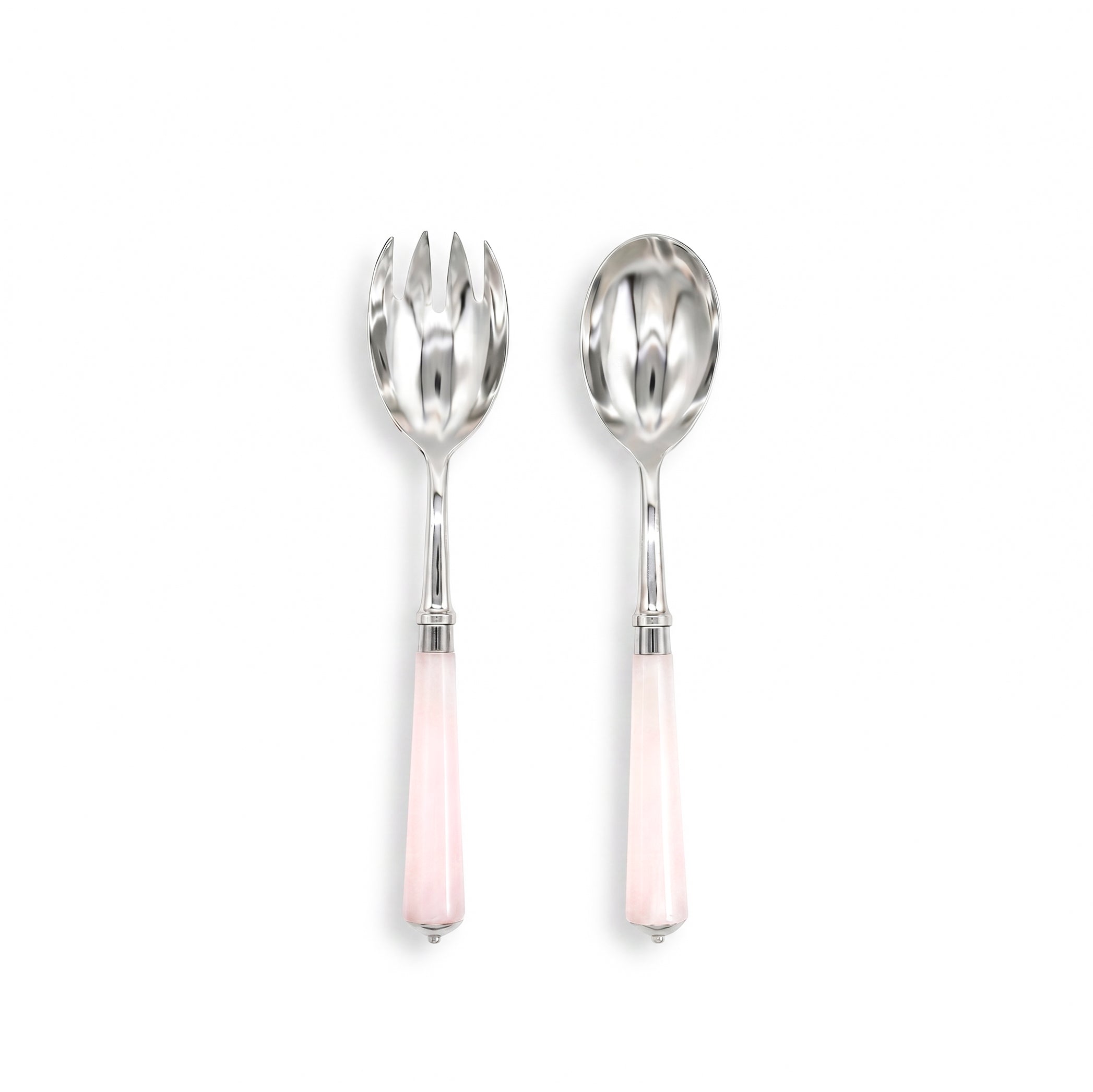 Ravel Faux Rose Quartz Stainless Salad Serving Set