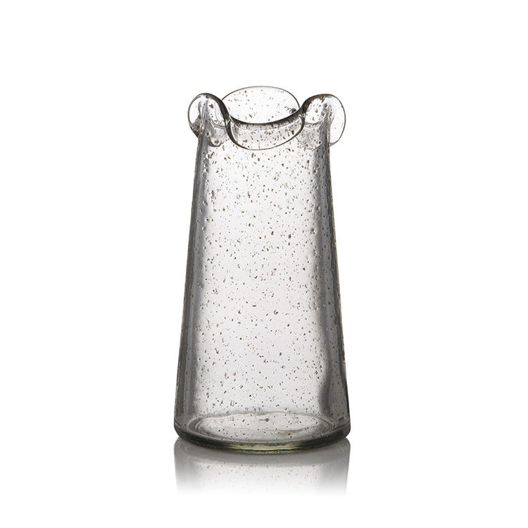 Ruffle Edge Recycled Glass Clear Vase, Large
