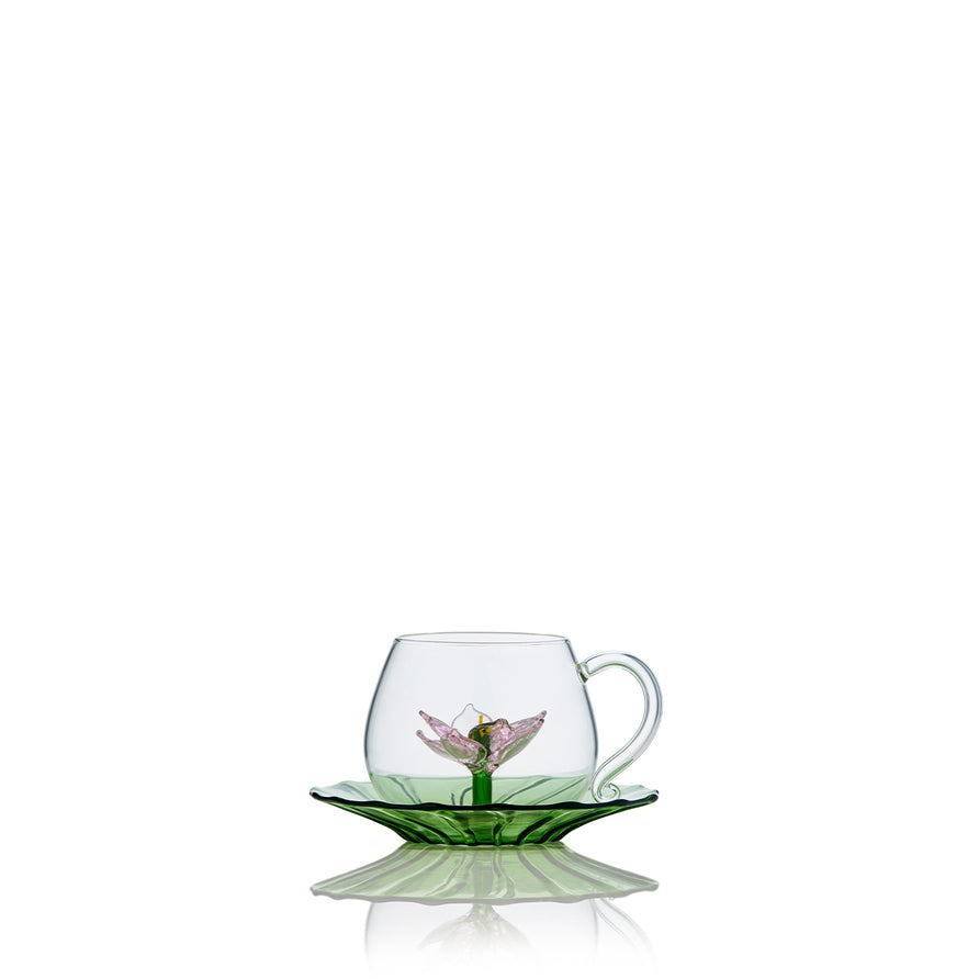 S&B x Casarialto: Handblown Murano Waterlily Tea Cup & Saucer, 15cm