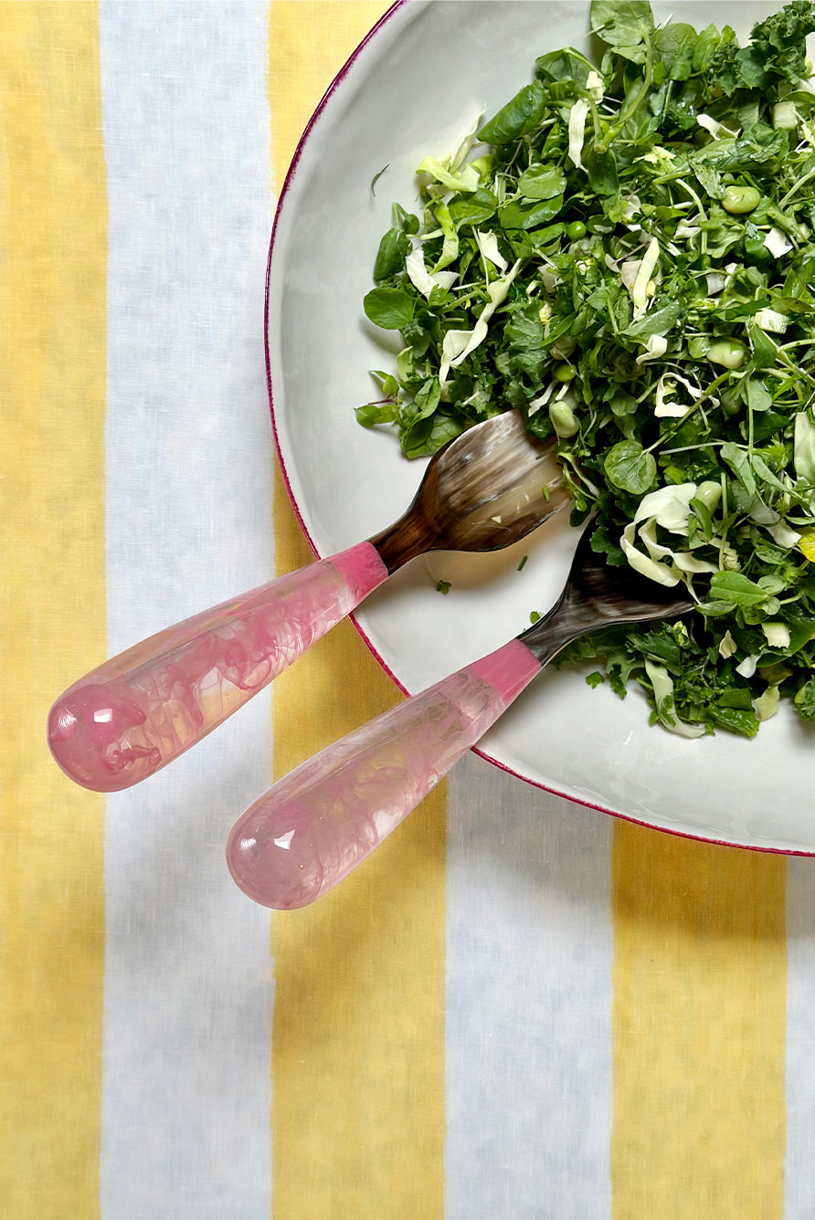 Pair of Resin Salad Servers in Pink, 33cm