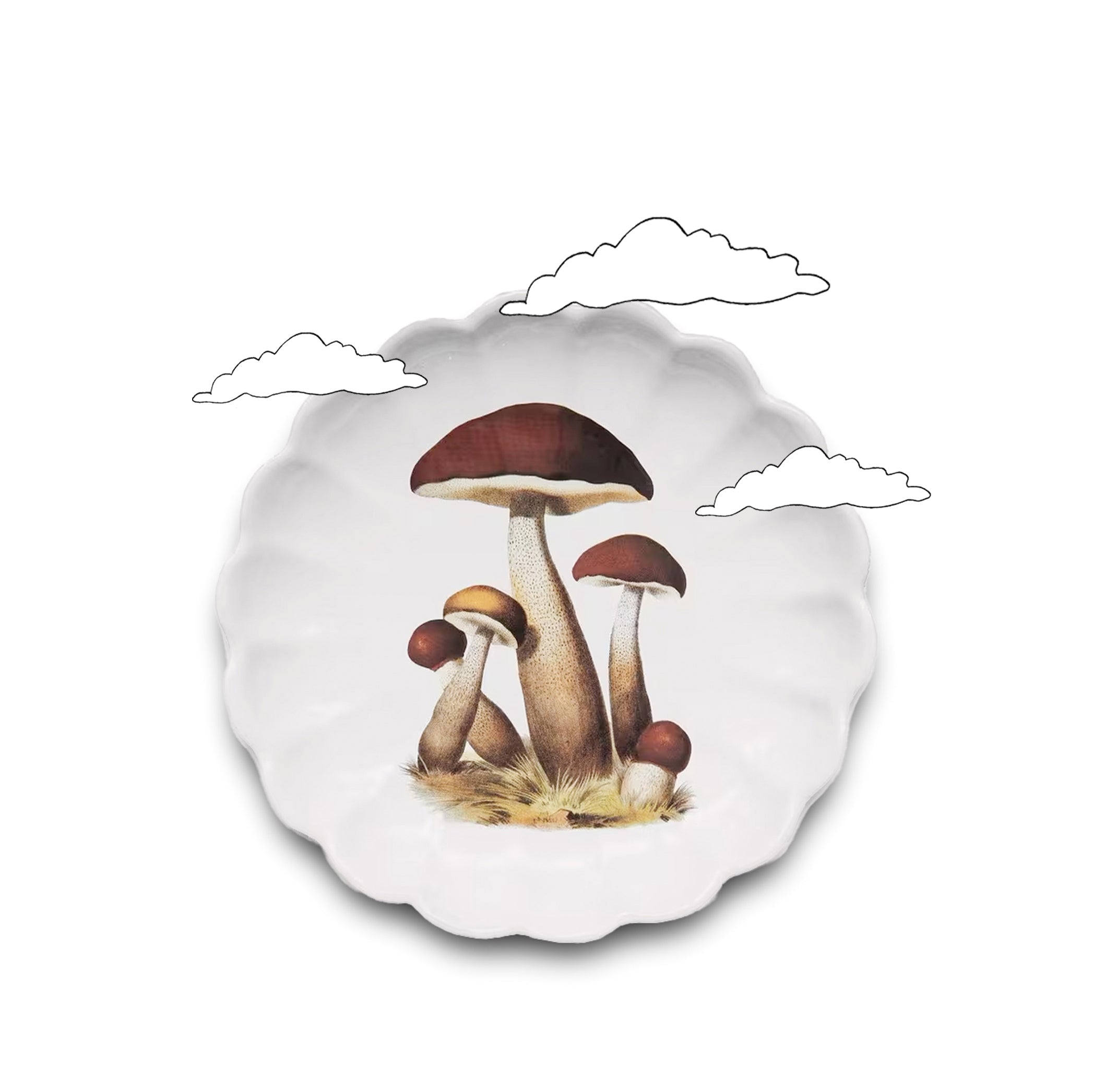 Forest Mushrooms Scalloped Platter by Astier de Villatte, 33cm