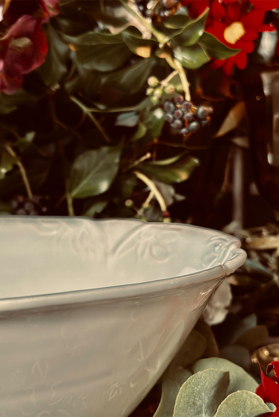 Bernadette's Falling Flower White Serving Bowl, 30cm