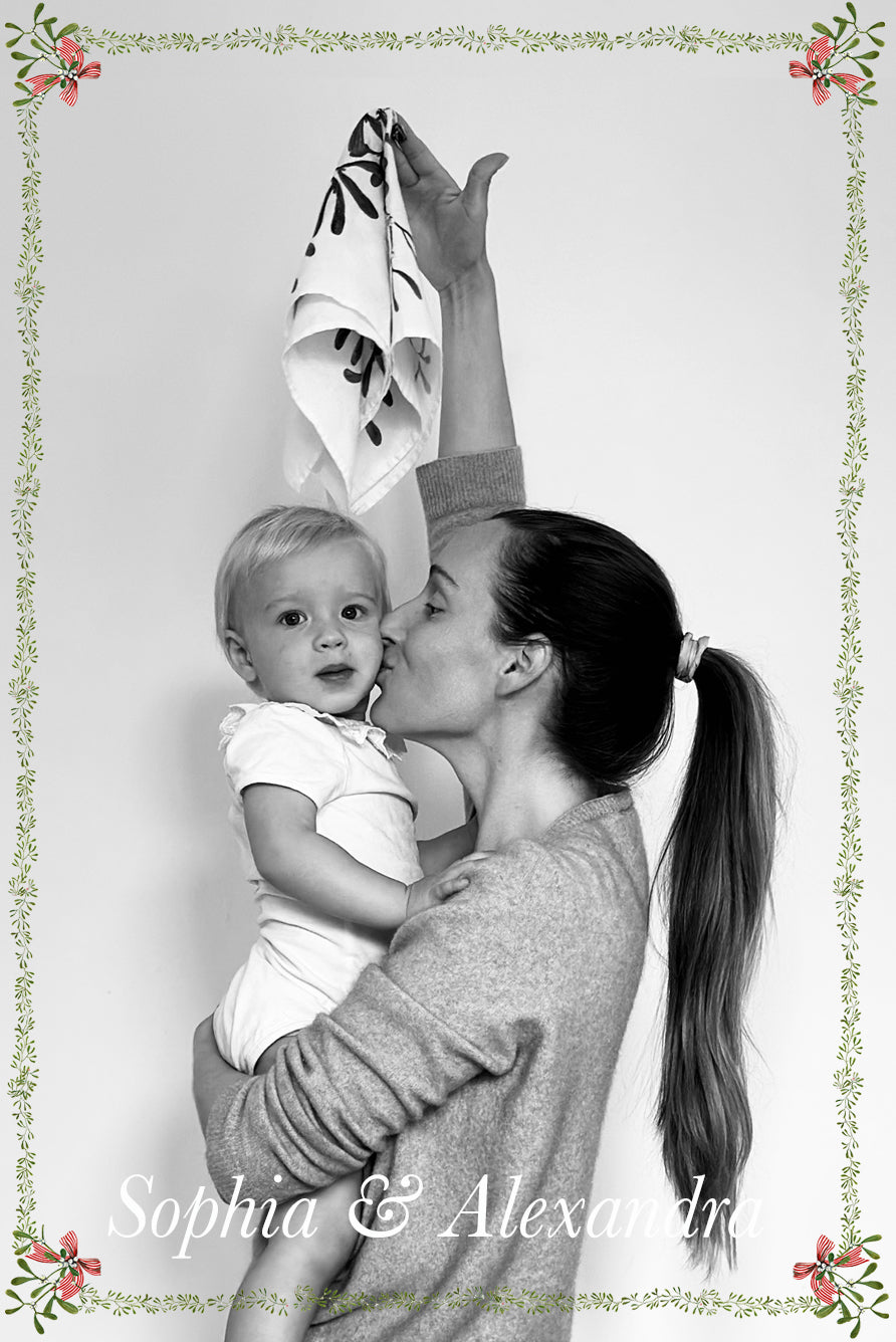 'Mistletoe Kiss' Linen Napkin, 50x50cm