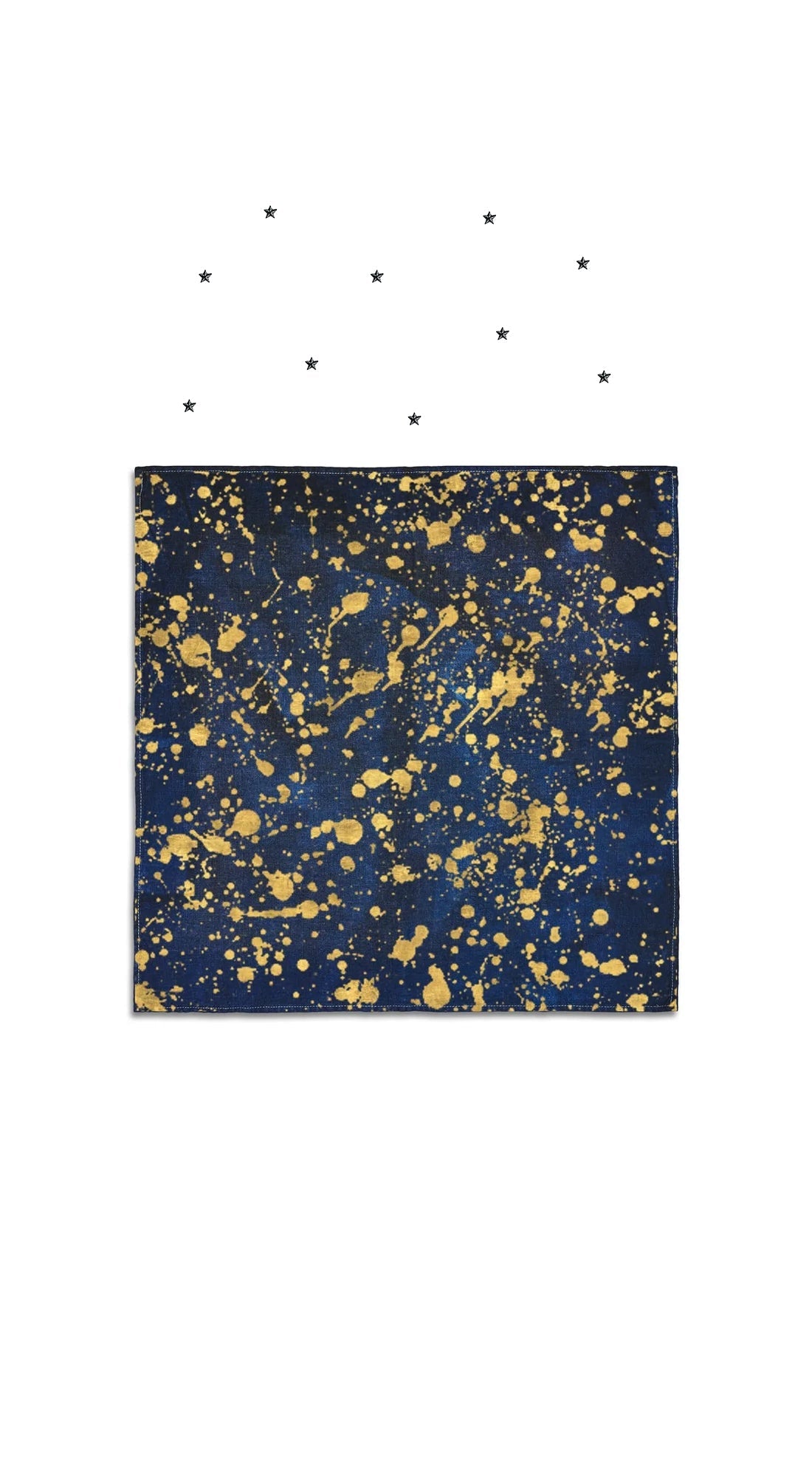 Splatter Linen Napkin in Midnight Blue with Gold, 50x50cm