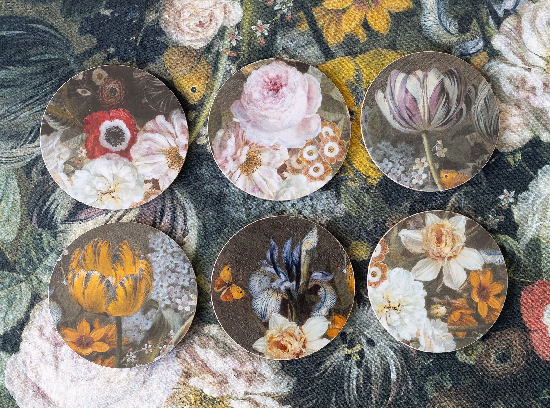 Set of 6 'Still Life 1815' Cork-Backed Coasters