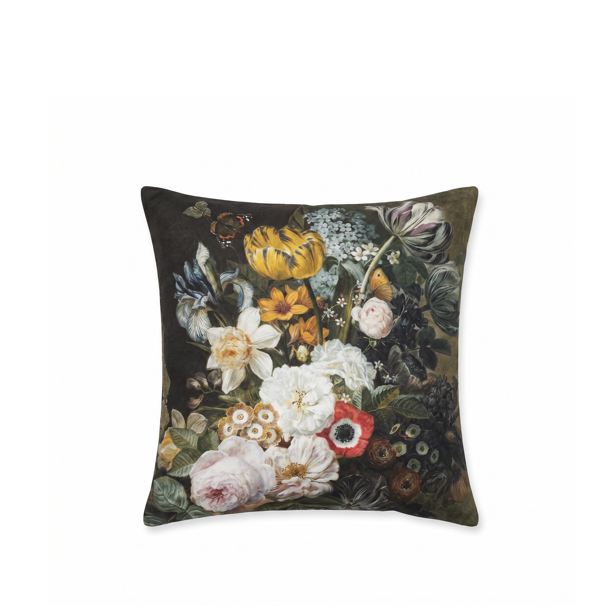 'Still Life 1815' Dark Floral Linen Cushion Cover, 50X50cm