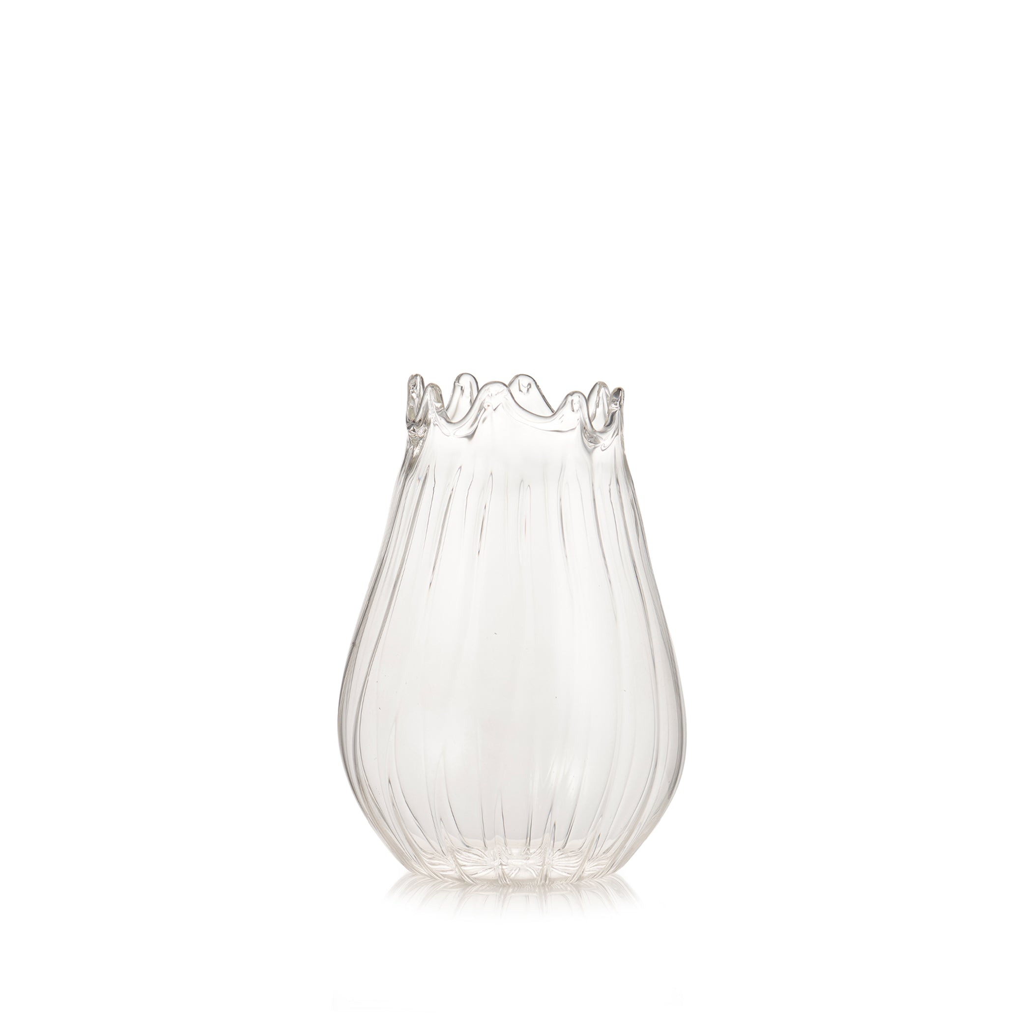 Clear Handblown Glass Pomegranate Bud Vase