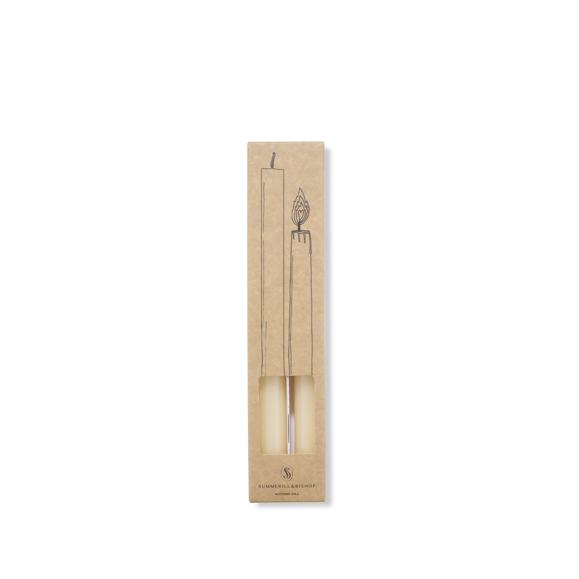 S&B Set of 2 Straight Candles in Ivory, 25cm