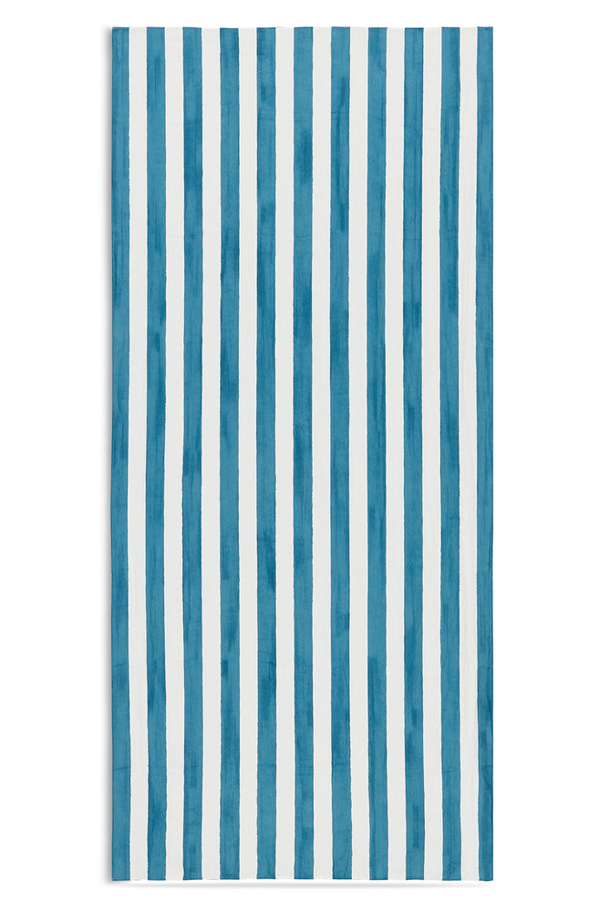 'Stripe' Linen Tablecloth in White & Blue