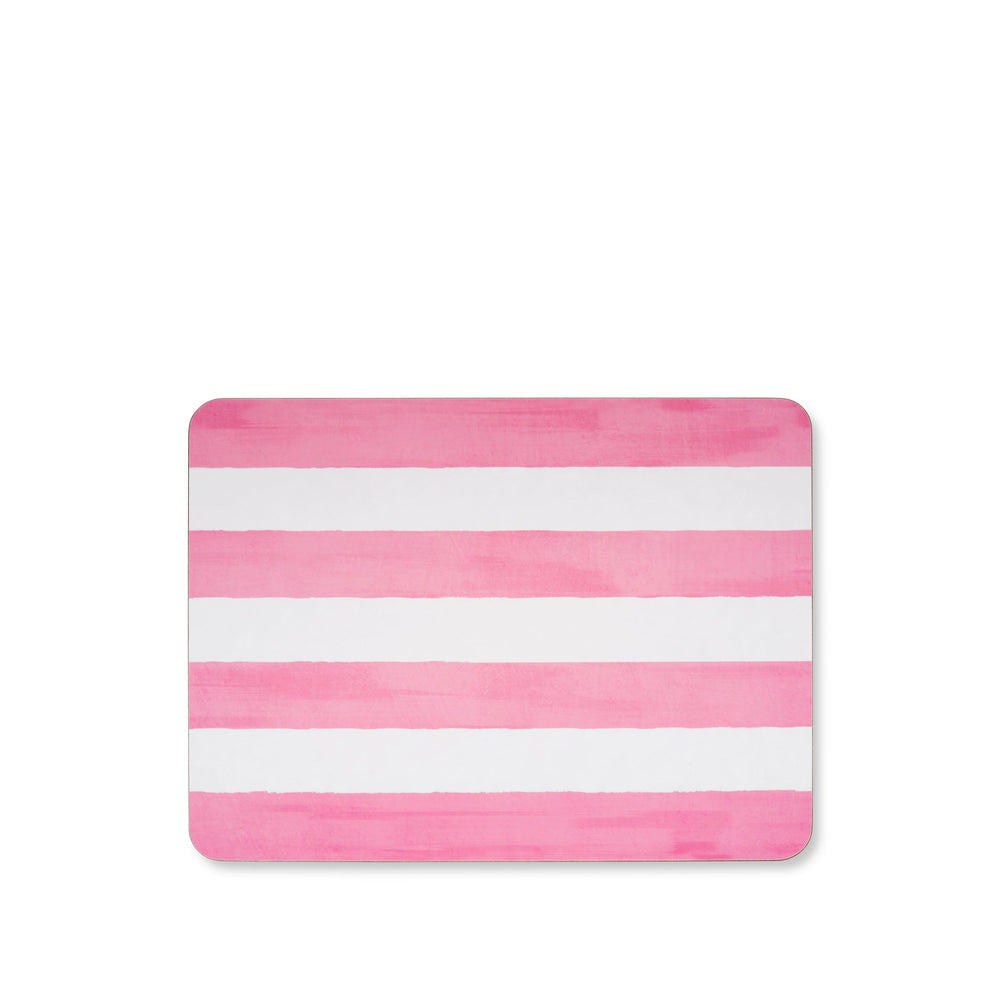 'Stripe' Cork-Backed Placemat in Rose Pink, 29 x 38cm