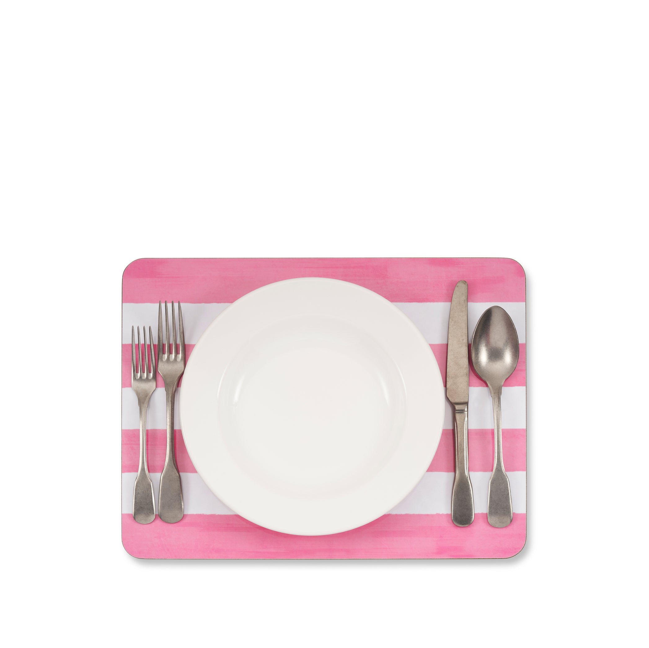 Stripe Cork-Backed Placemat in Rose Pink