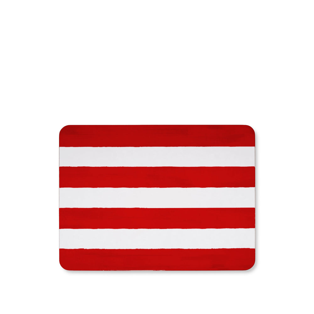 'Stripe' Cork-Backed Placemat in Red, 29 x 38cm