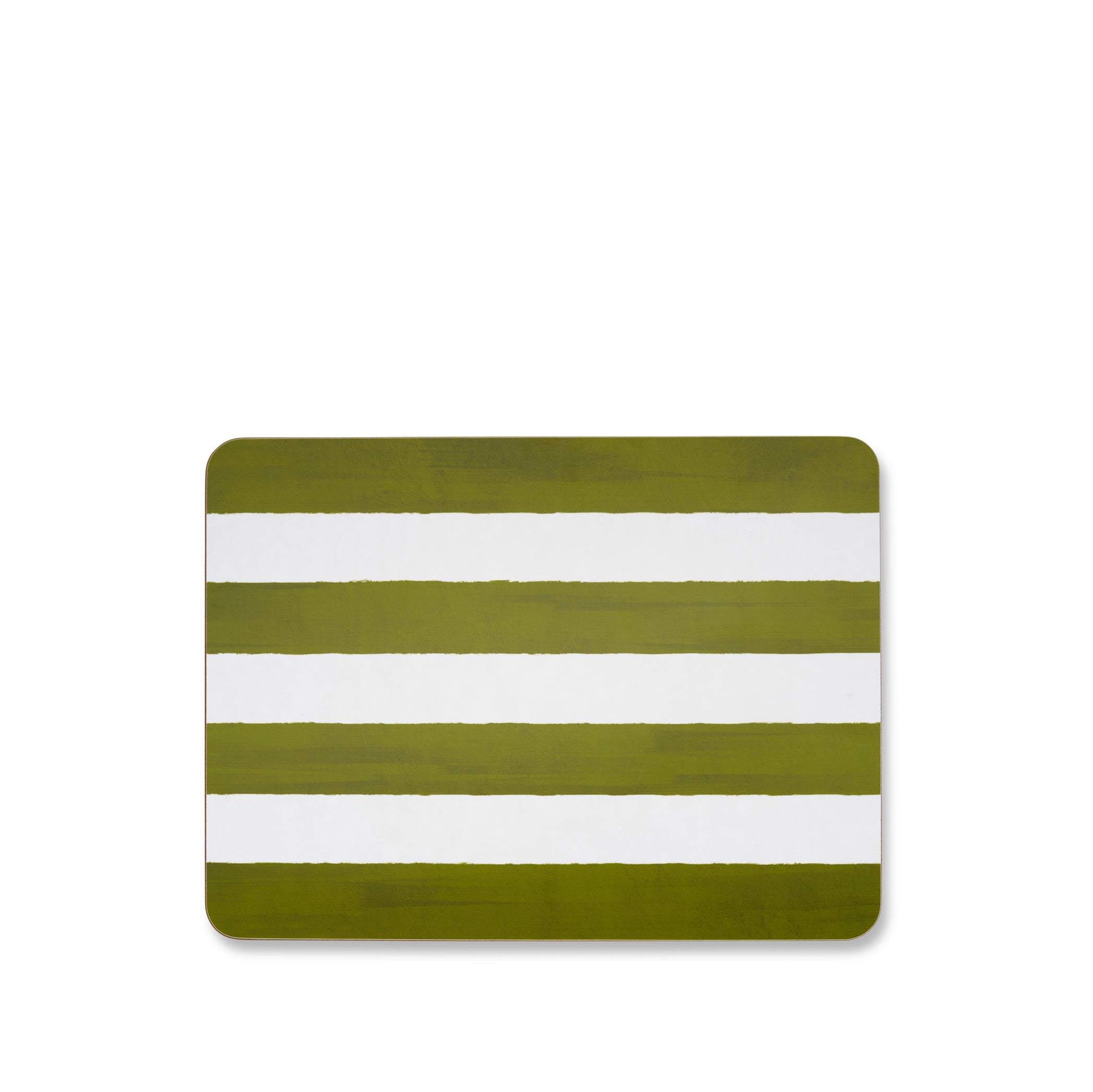 'Stripe' Cork-Backed Placemat in Avocado Green, 29 x 38cm