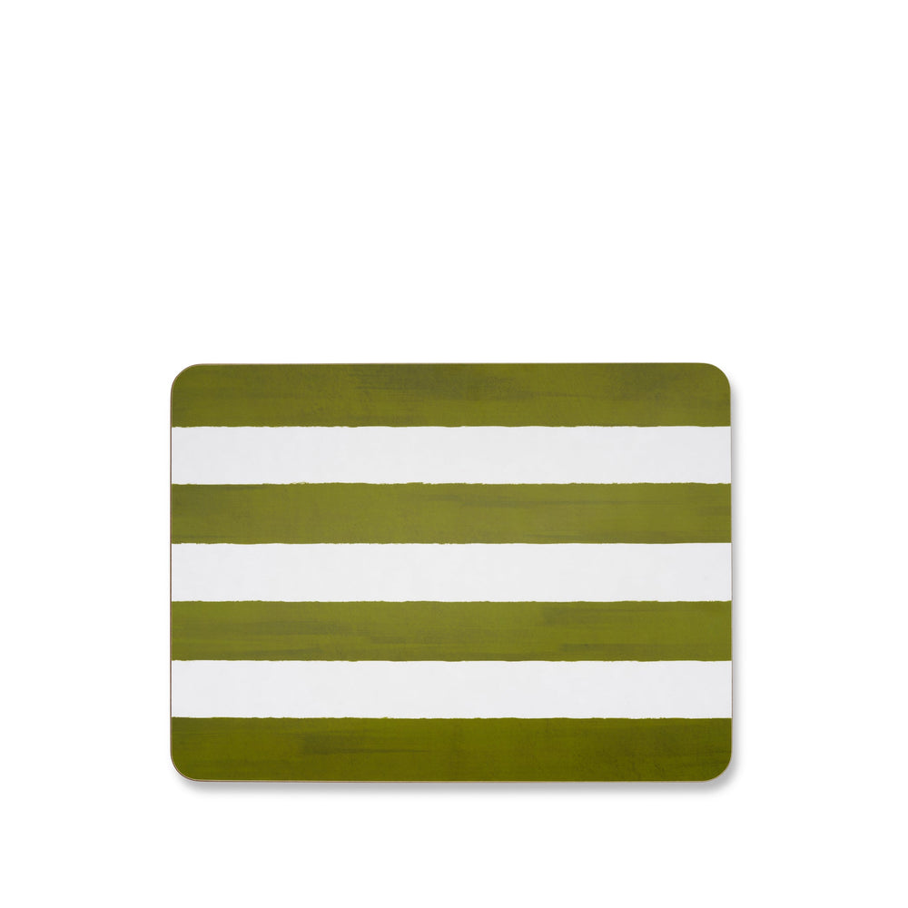 'Stripe' Cork-Backed Placemat in Avocado Green, 29 x 38cm
