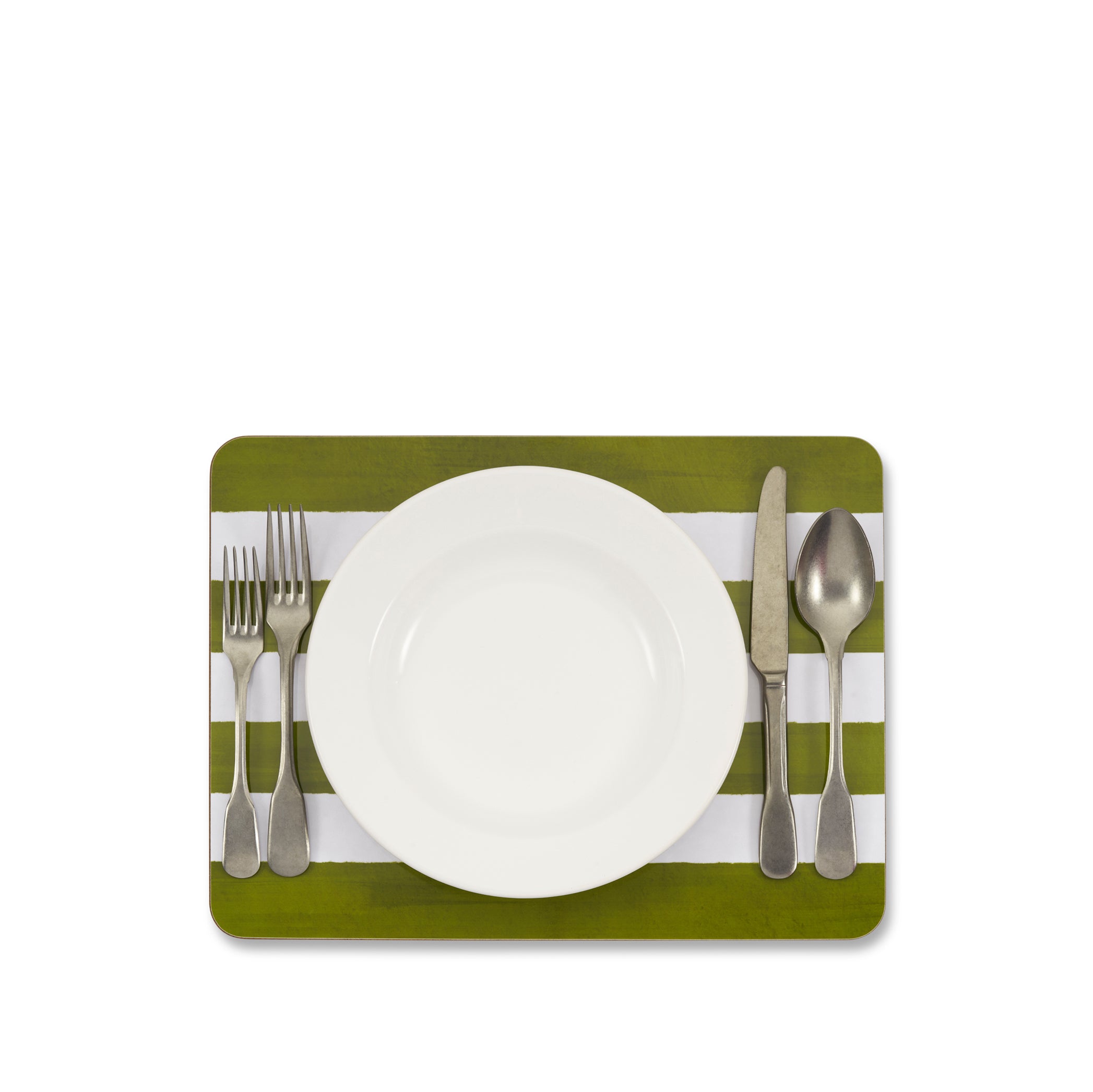 Stripe Cork-Backed Placemat in Avocado Green