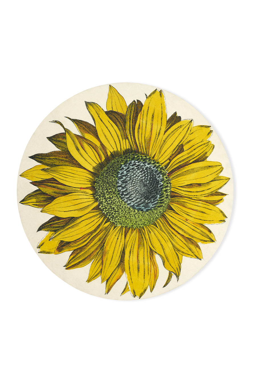 S&B x John Derian 'Sunflower' Round Occasional Linen Tablecloth, 165cm