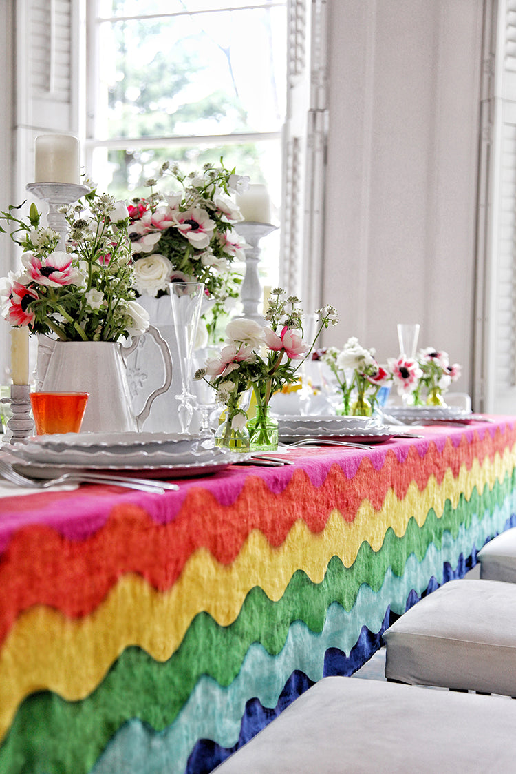 Sunrise Rainbow Linen Tablecloth in Multicolours