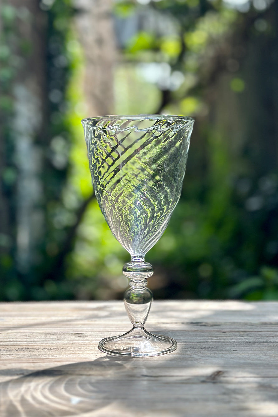 Clear Handblown Glass Swirl Champagne Flute, 24.5cm