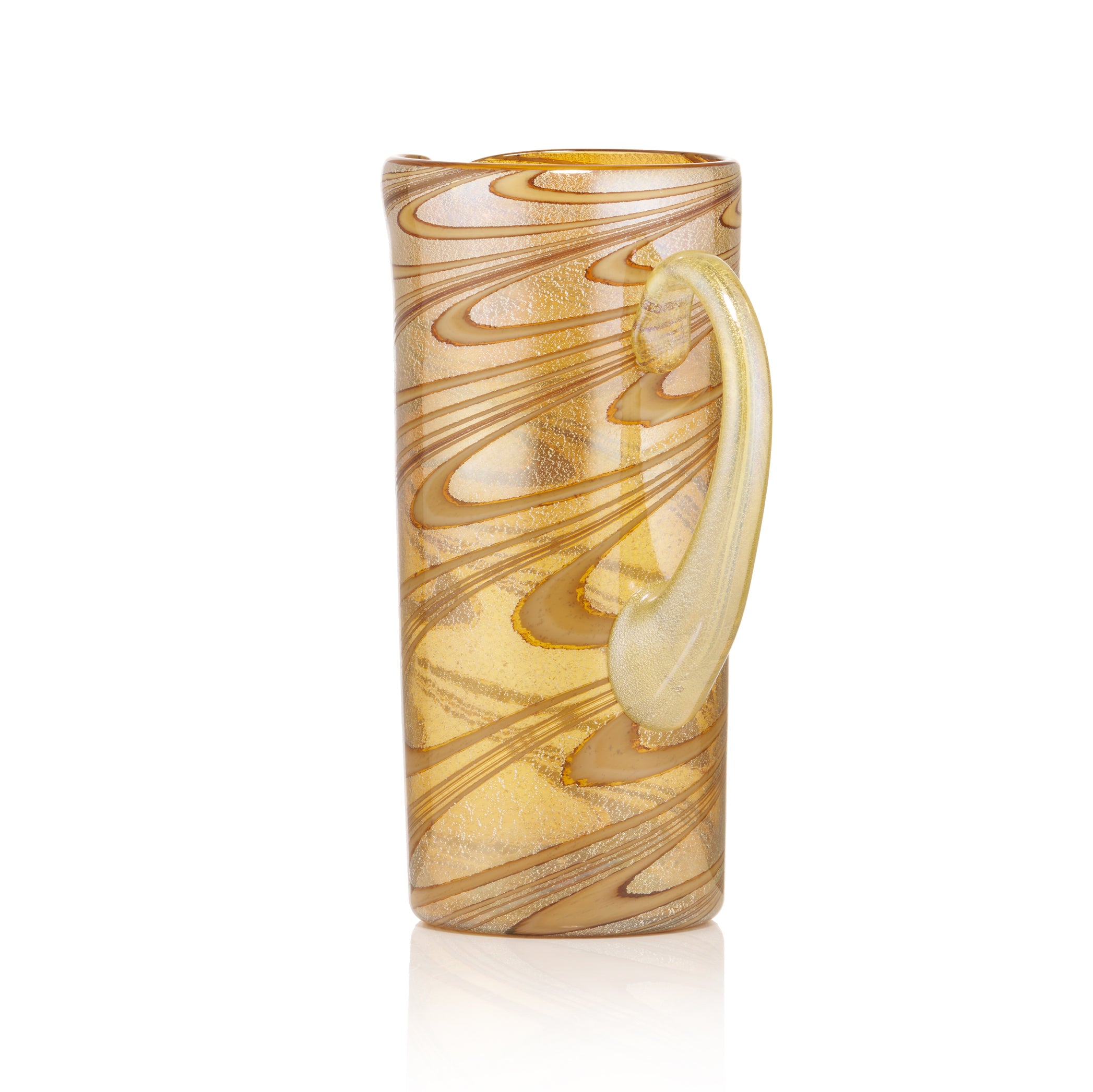 Handblown Murano Glass 'Swirl' Jug in Amber with Silver Sparkle