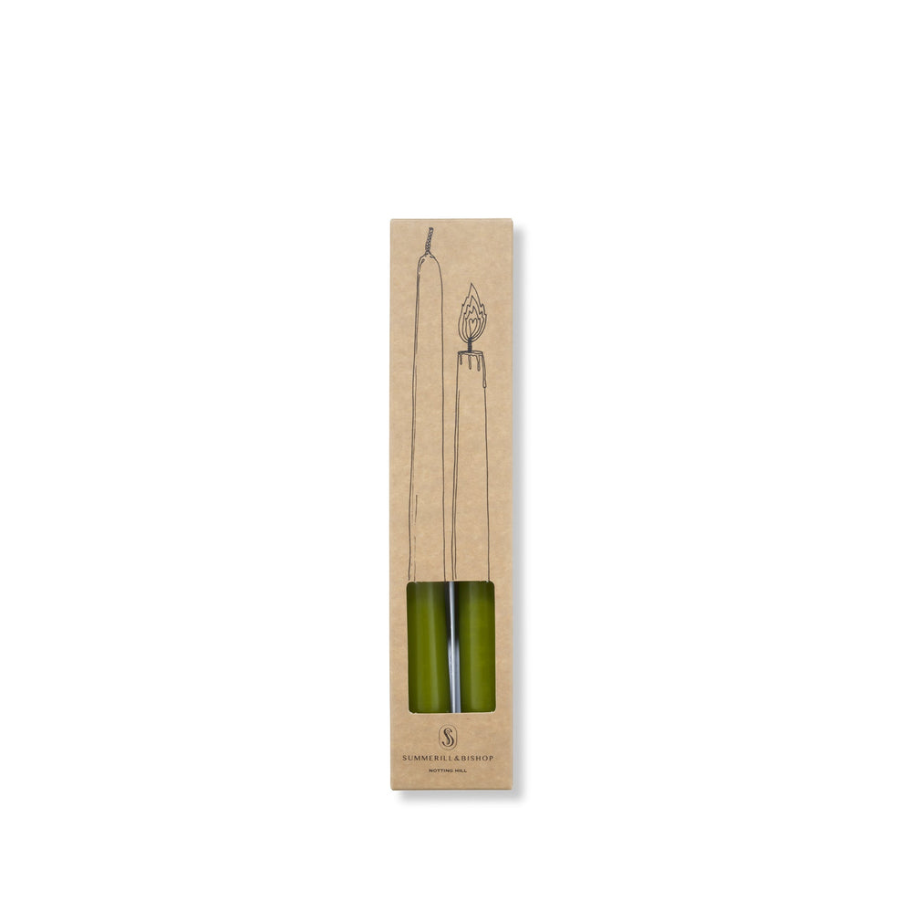 S&B Set of 2 Tapered Candles in Olive Green, 25cm