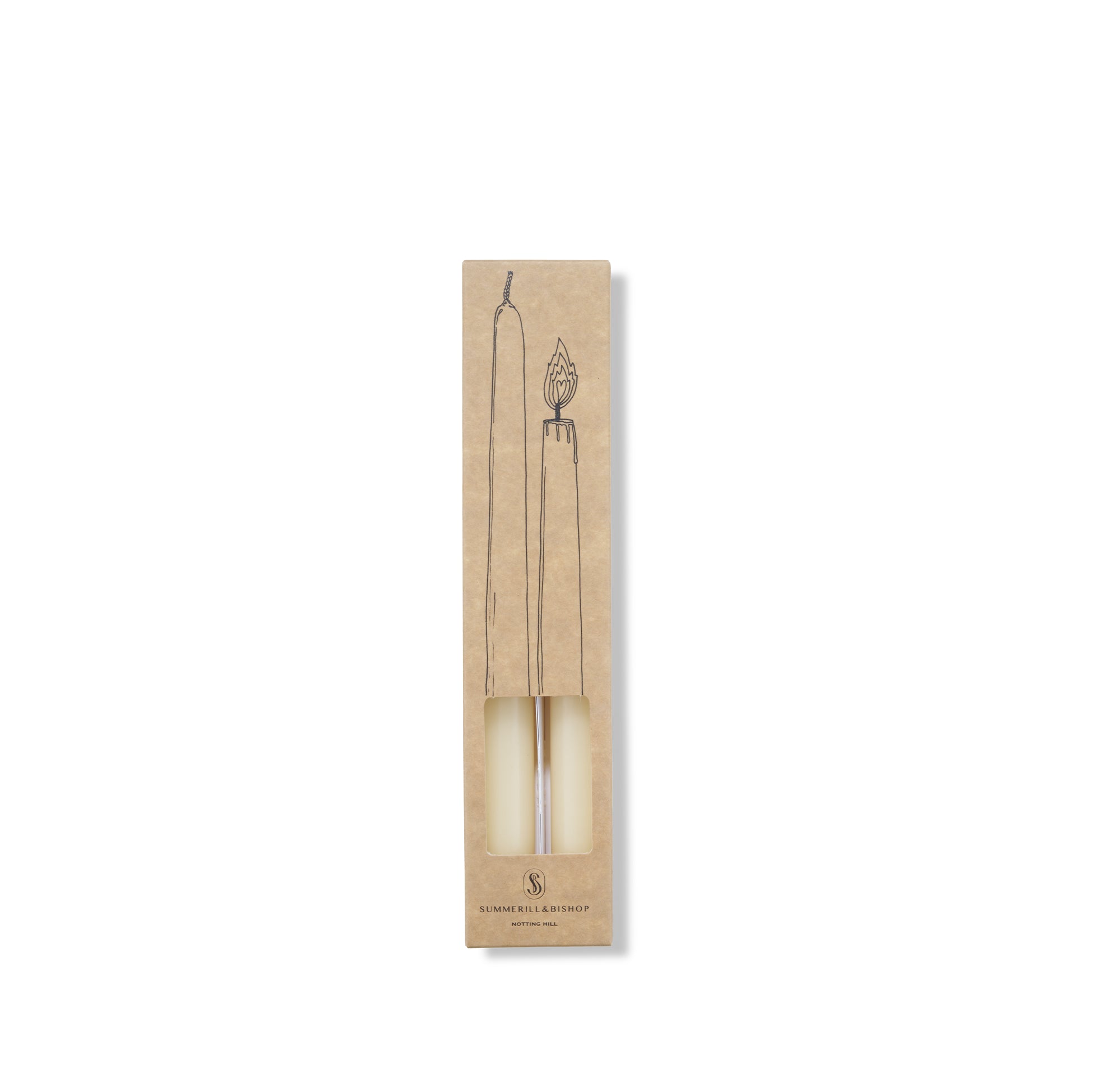 S&B Set of 2 Tapered Candles in Ivory, 25cm