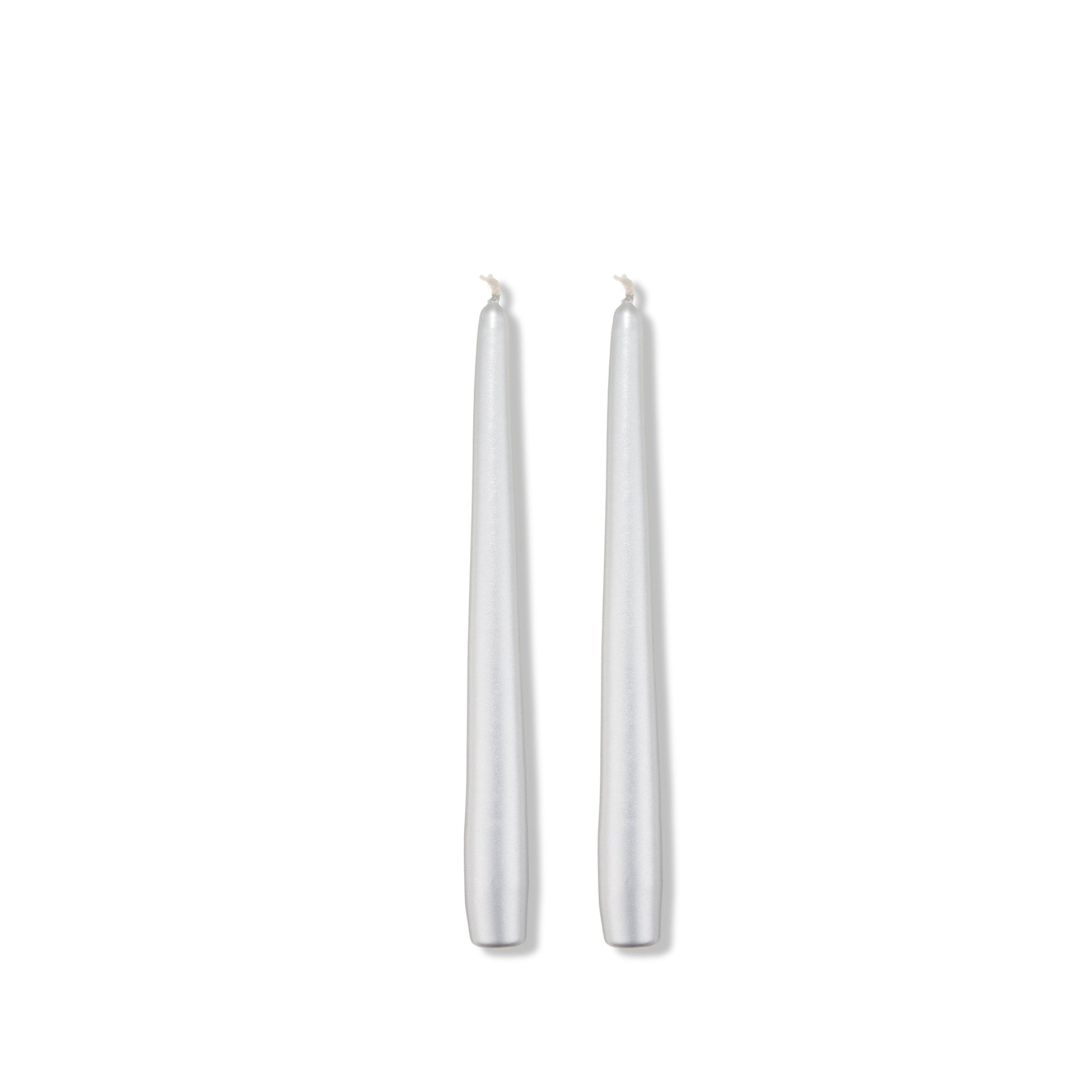 S&B Set of 2 Tapered Candles in Silver, 25cm