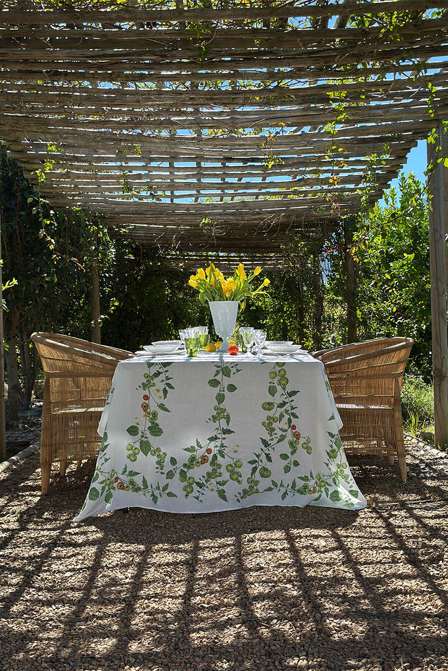 'Tomato Verte' Linen Napkin, 50x50cm