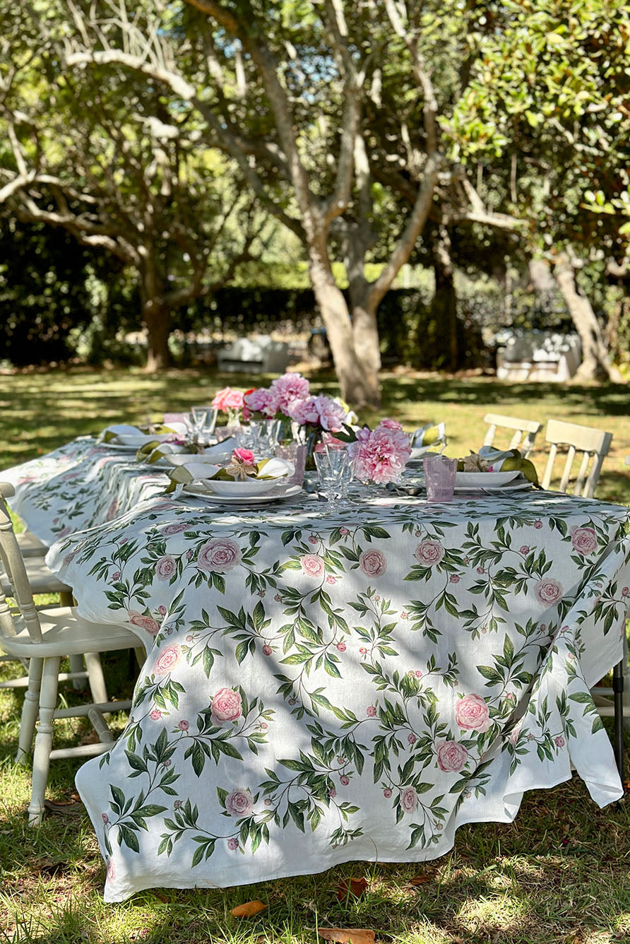 'Trailing Peony' Linen Napkin, 50x50cm