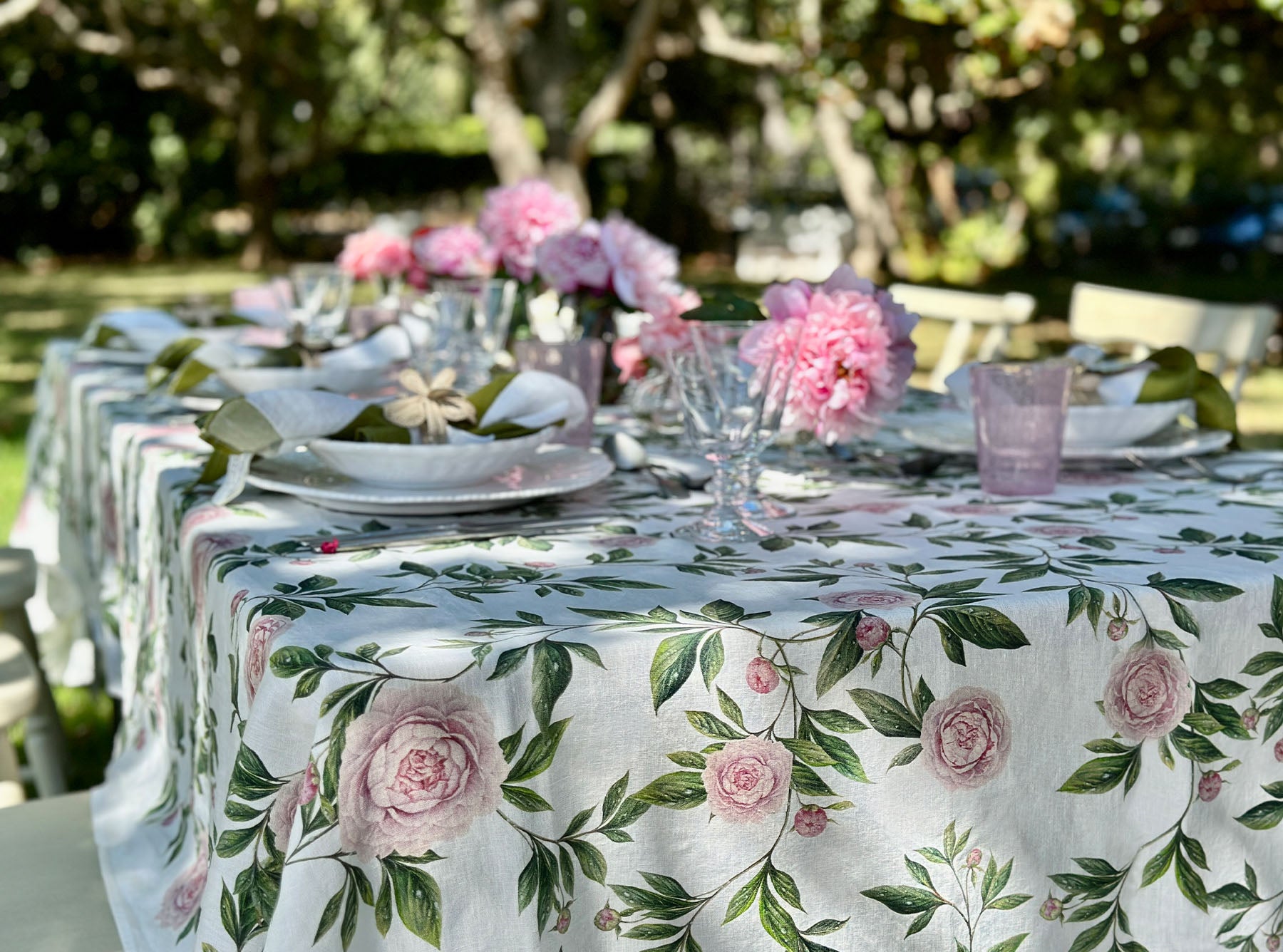 'Trailing Peony' Linen Napkin, 50x50cm