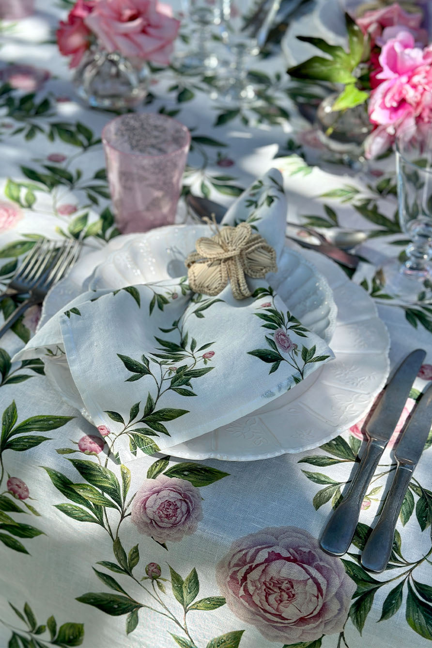 'Trailing Peony' Linen Napkin, 50x50cm