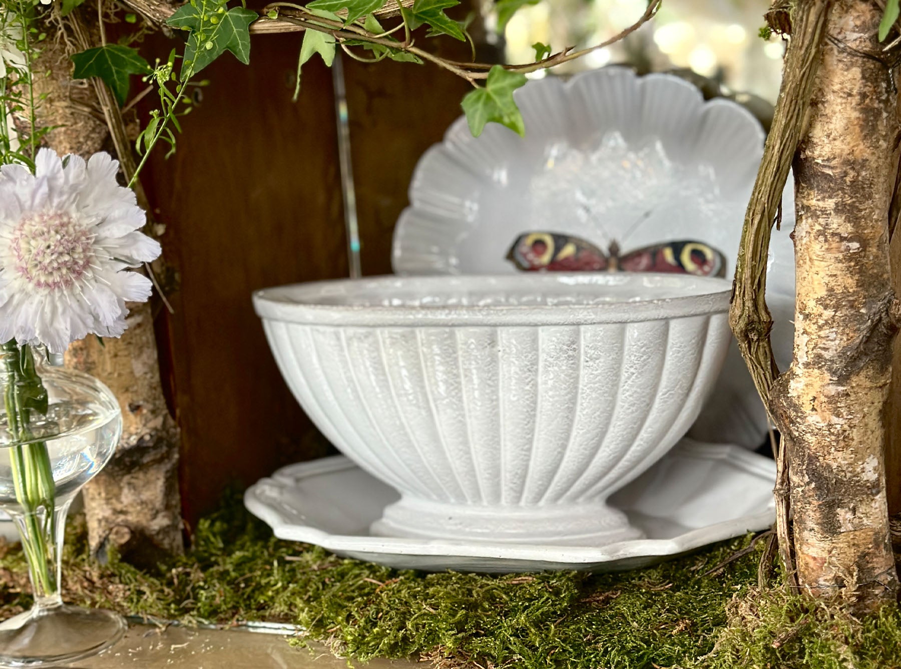 Tucson Scented Candle in Peggy Footed Dish by Astier de Villatte, 25cm