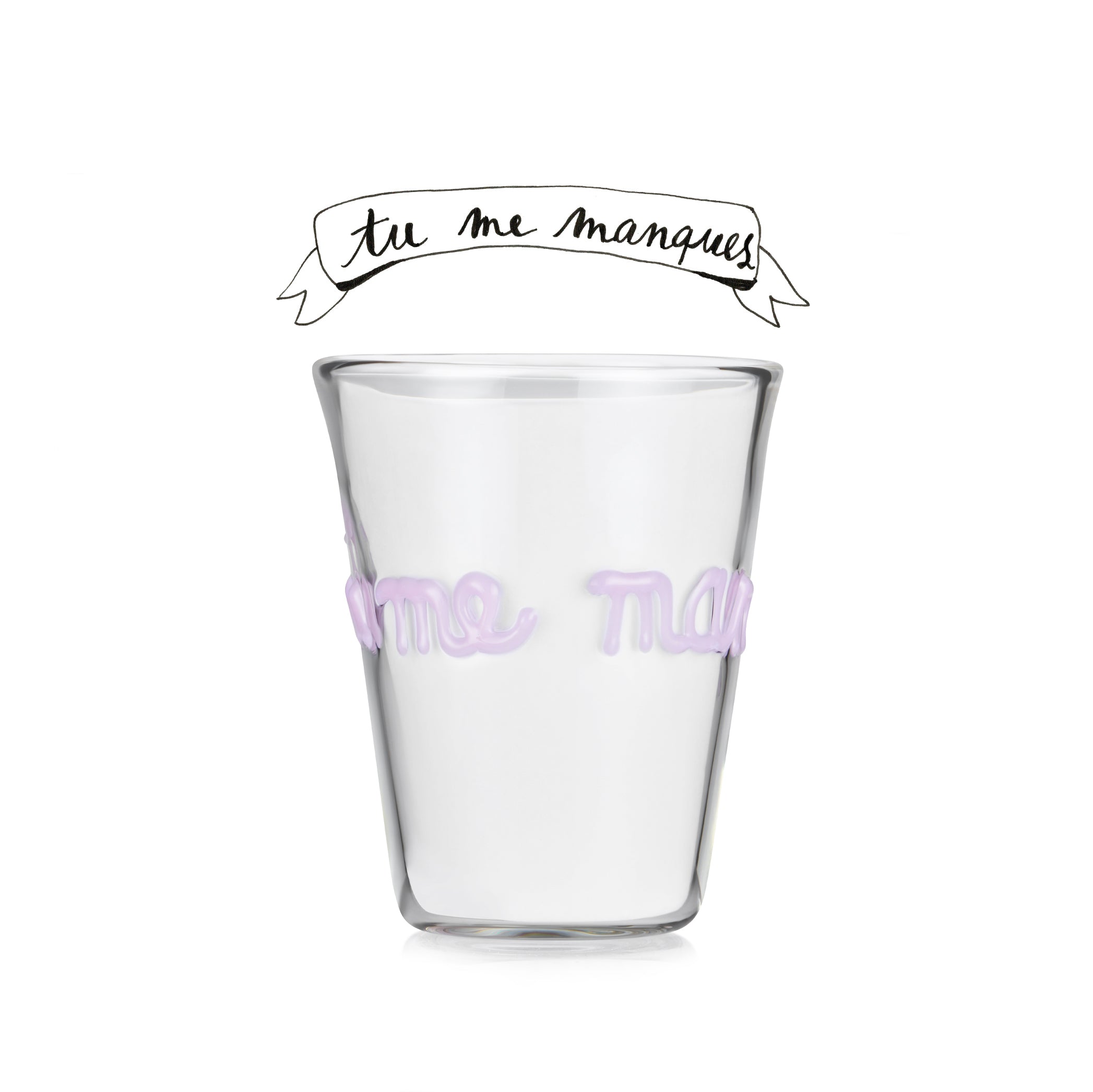 Handblown Glass "Tu Me Manques" (I miss you) Tumbler