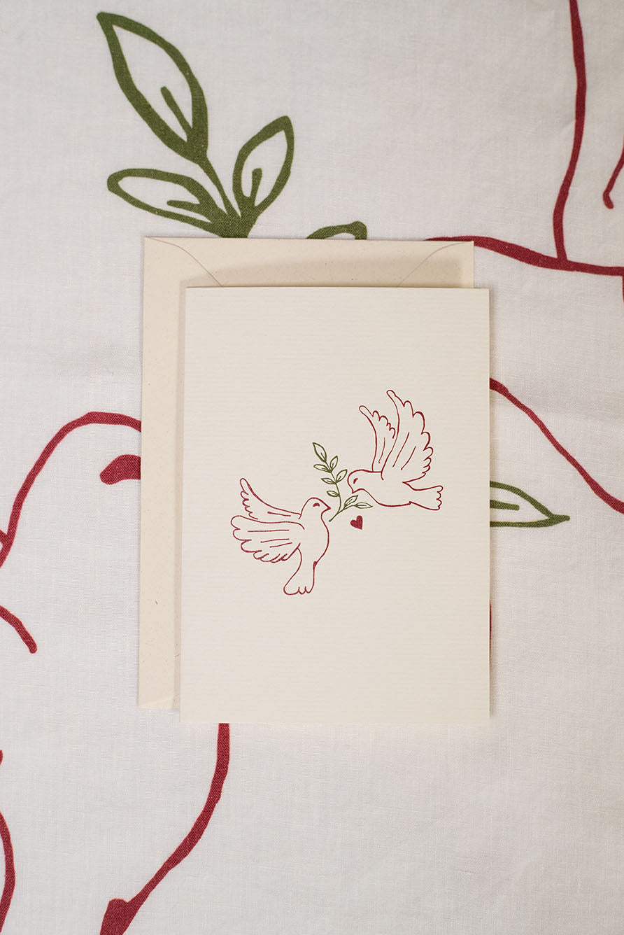 'Red Doves' Greeting Card, 15cm x 10cm (A6)