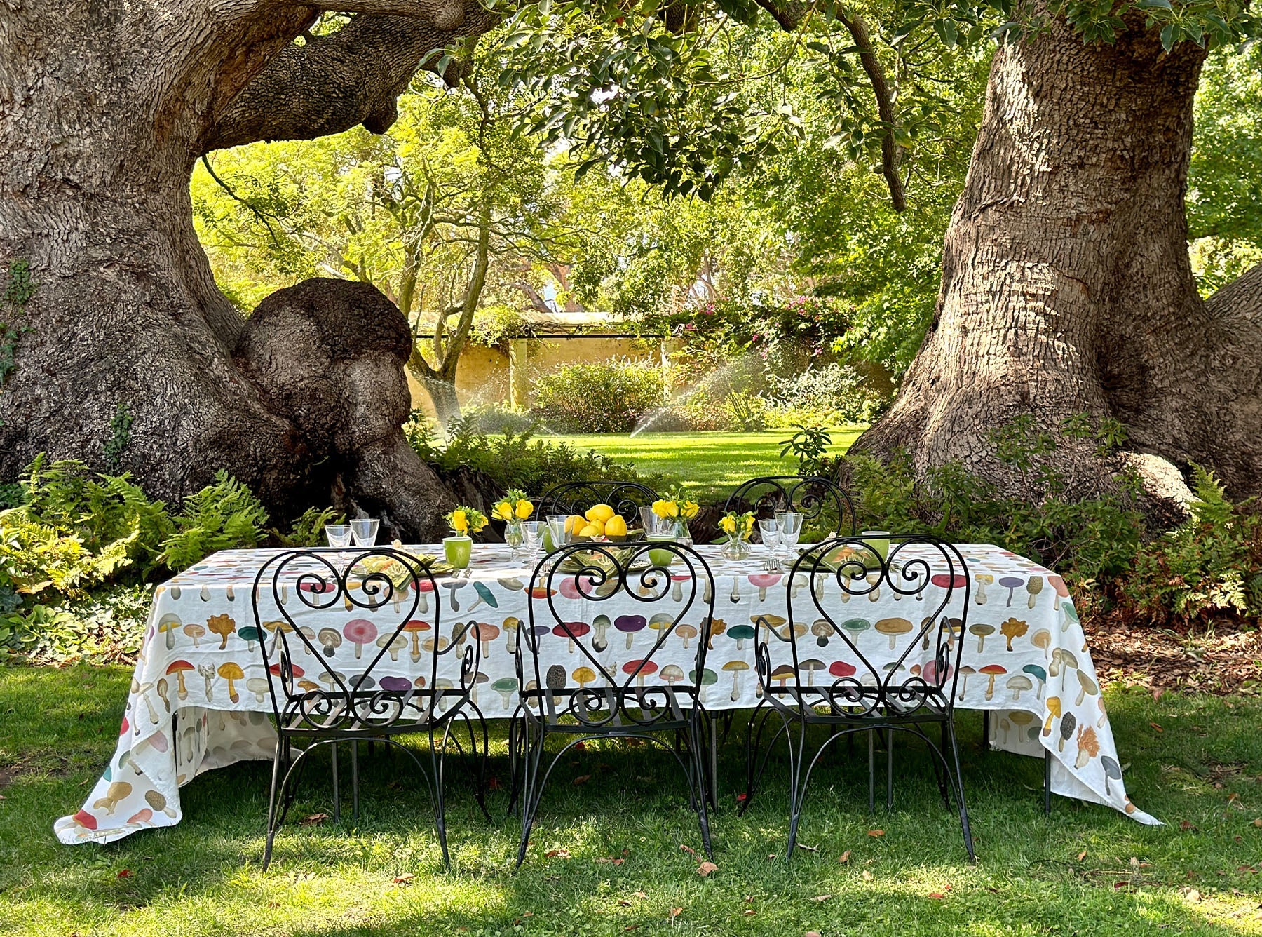 S&B x John Derian White 'Fungi' Linen Napkin