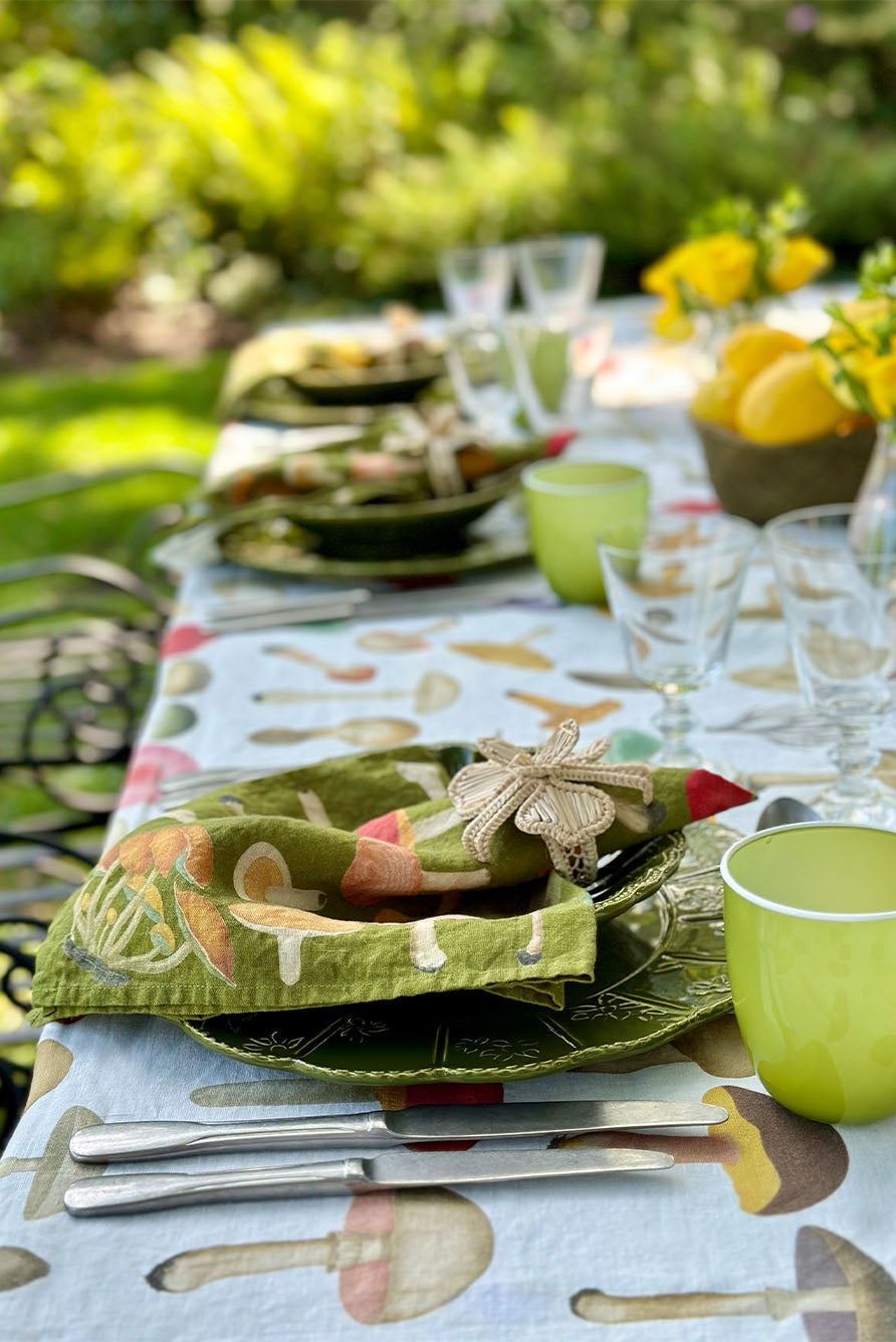 S&B x John Derian White 'Fungi' Linen Napkin