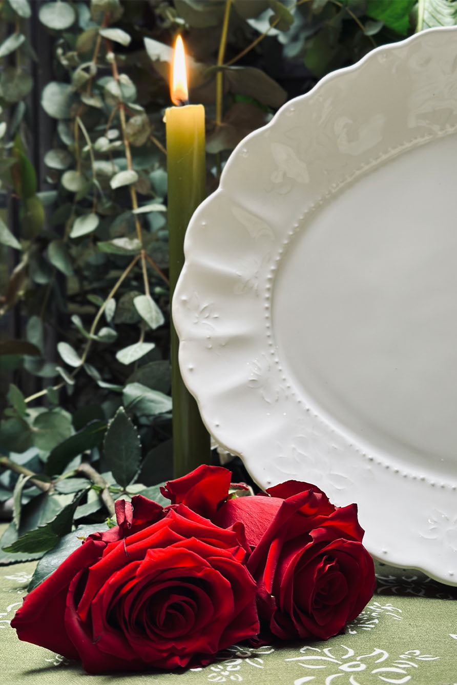 Bernadette's Falling Flower White Oval Platter, 46cm